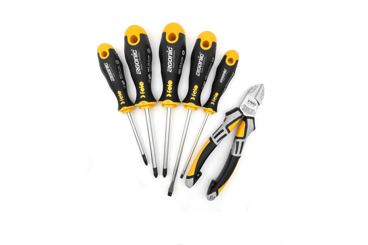 Набор отвёрток FELO Ergonic SL, PH, PZ с бокорезами 160 мм, в сумке 400 906 04