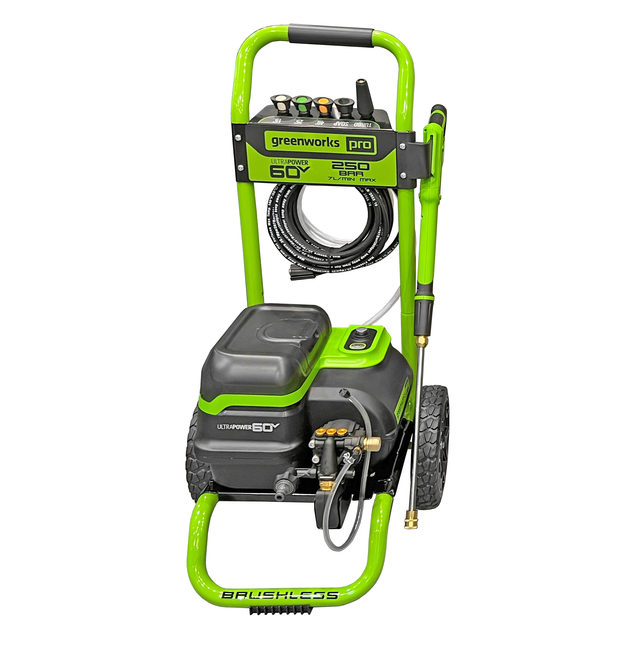 Мойка высокого давления аккумуляторная 250 бар с портом на два аккумулятора Greenworks GDPW60DP 60V 5106207, без АКБ и ЗУ
