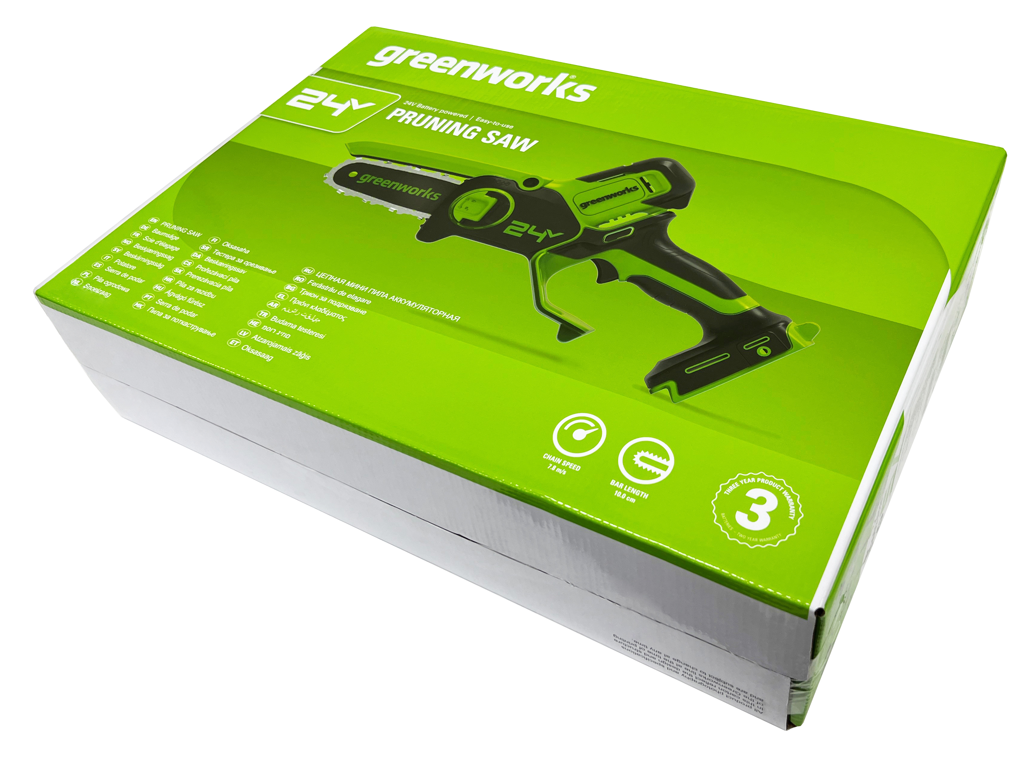 Мини-пила аккумуляторная цепная Greenworks 10 см 24V G24MCS10 2008207, без аккумулятора и зарядного устройства