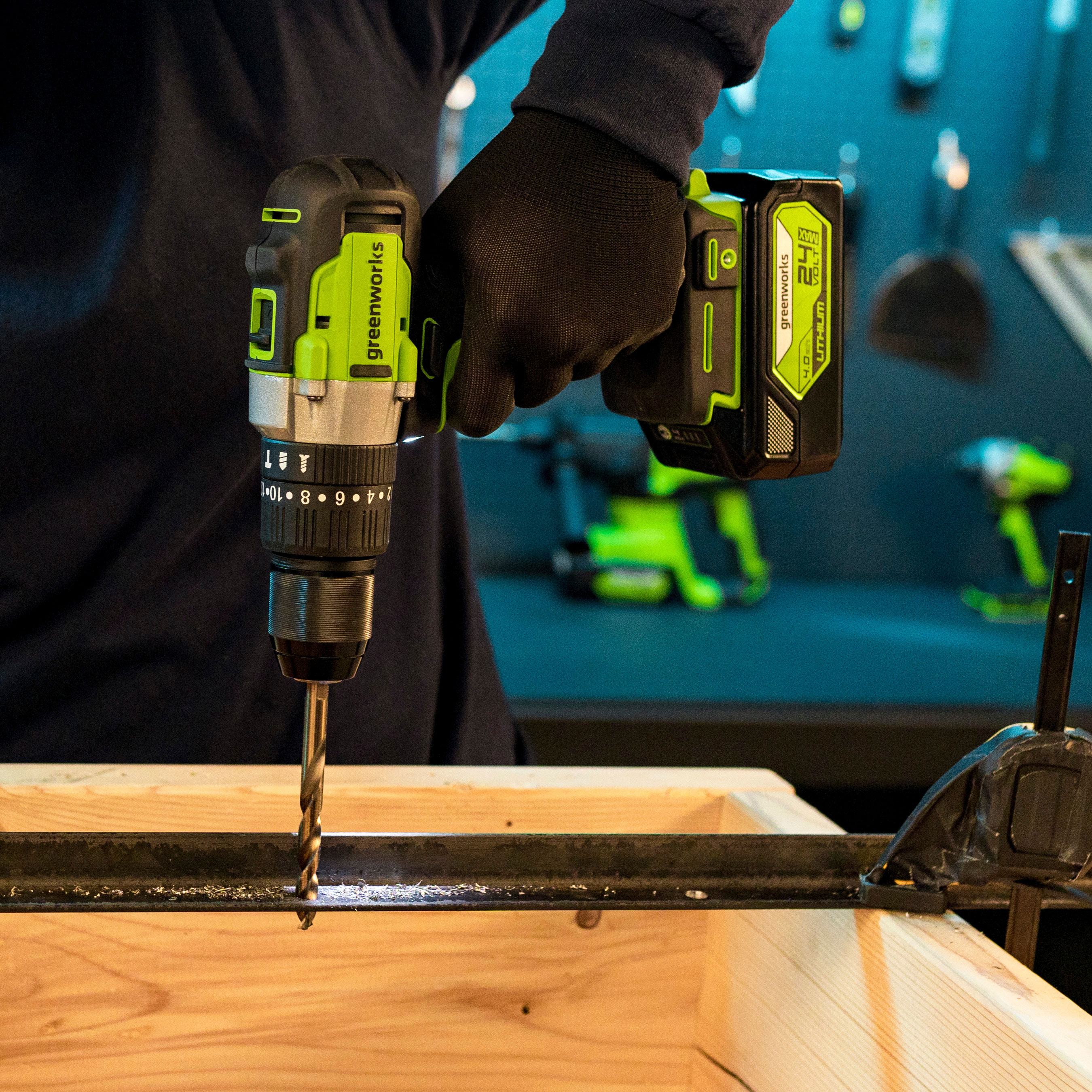 Дрель-шуруповерт ударная аккумуляторная Greenworks 24V GD24DD60 (60 Нм) 3704107, бесщёточная, без АКБ и ЗУ