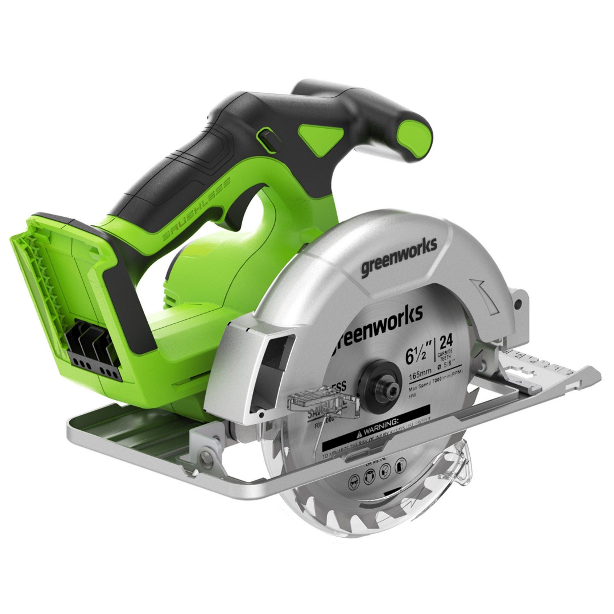 Пила циркулярная аккумуляторная Greenworks 24V GD24CS165 1501607, бесщеточная, без АКБ и ЗУ