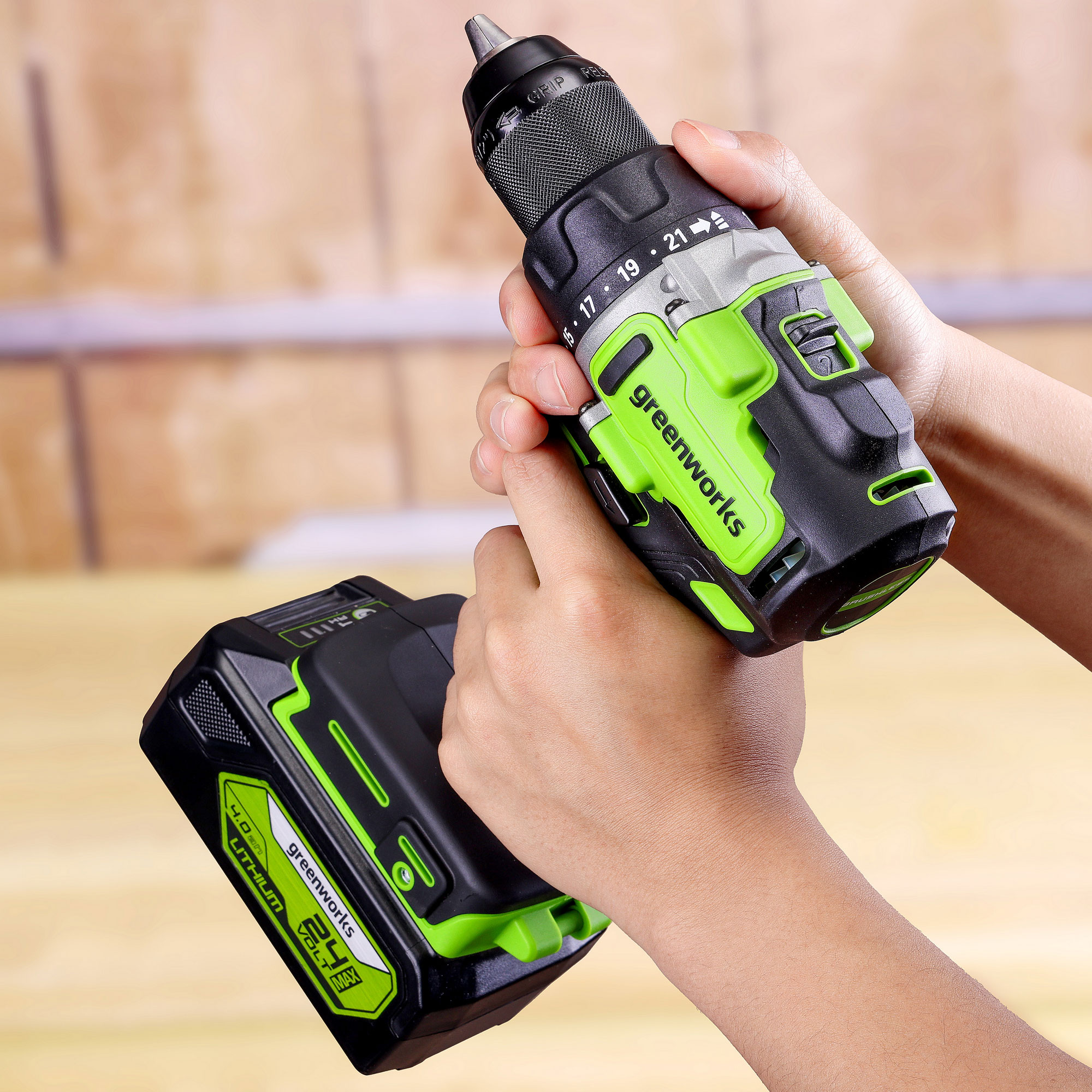 Дрель-шуруповерт аккумуляторная Greenworks 24V GD24DD90 (90 Нм) 3707507, бесщёточная, без АКБ и ЗУ
