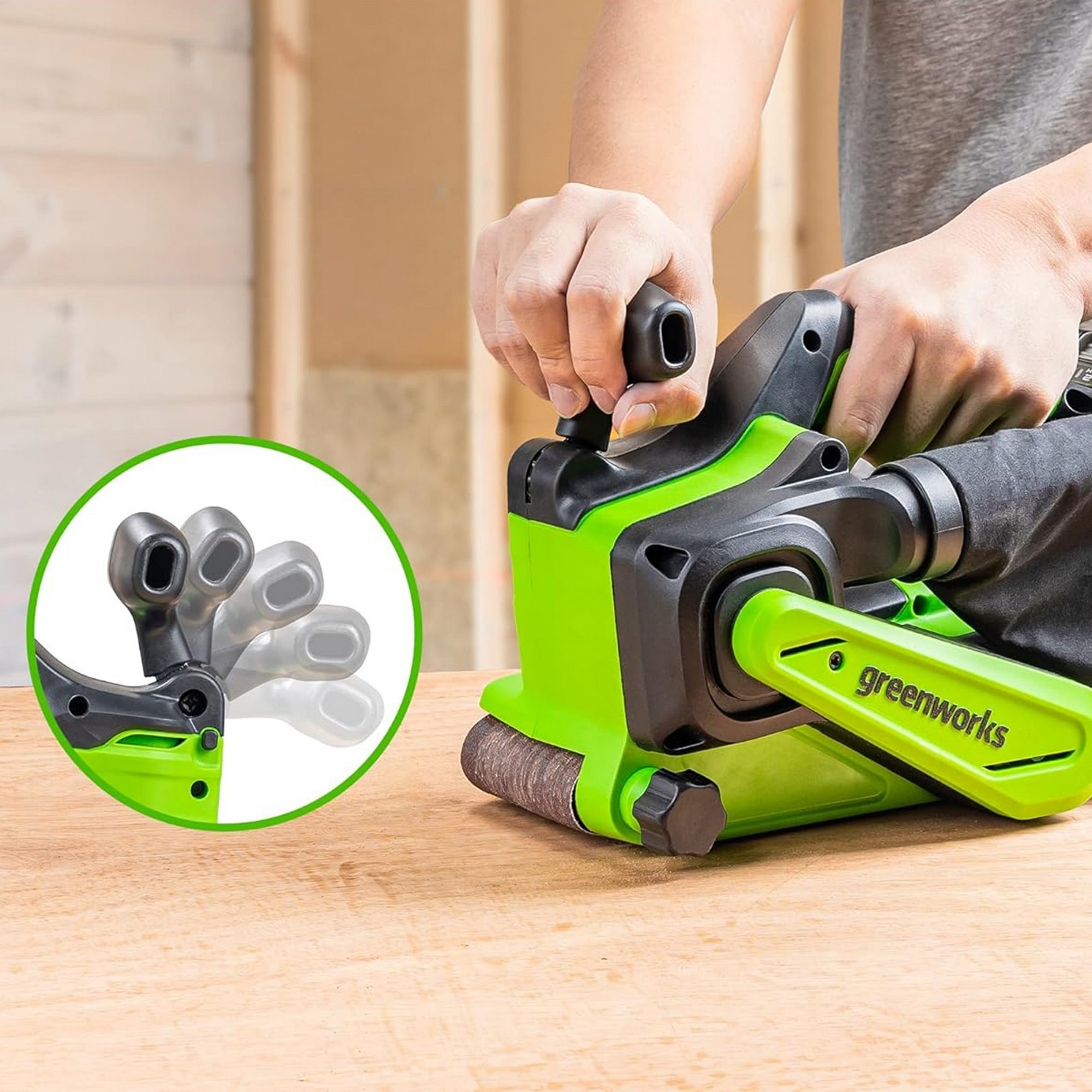 Ленточная шлифовальная машина аккумуляторная Greenworks 24V G24BS 3100607, бесщеточная, без АКБ и ЗУ
