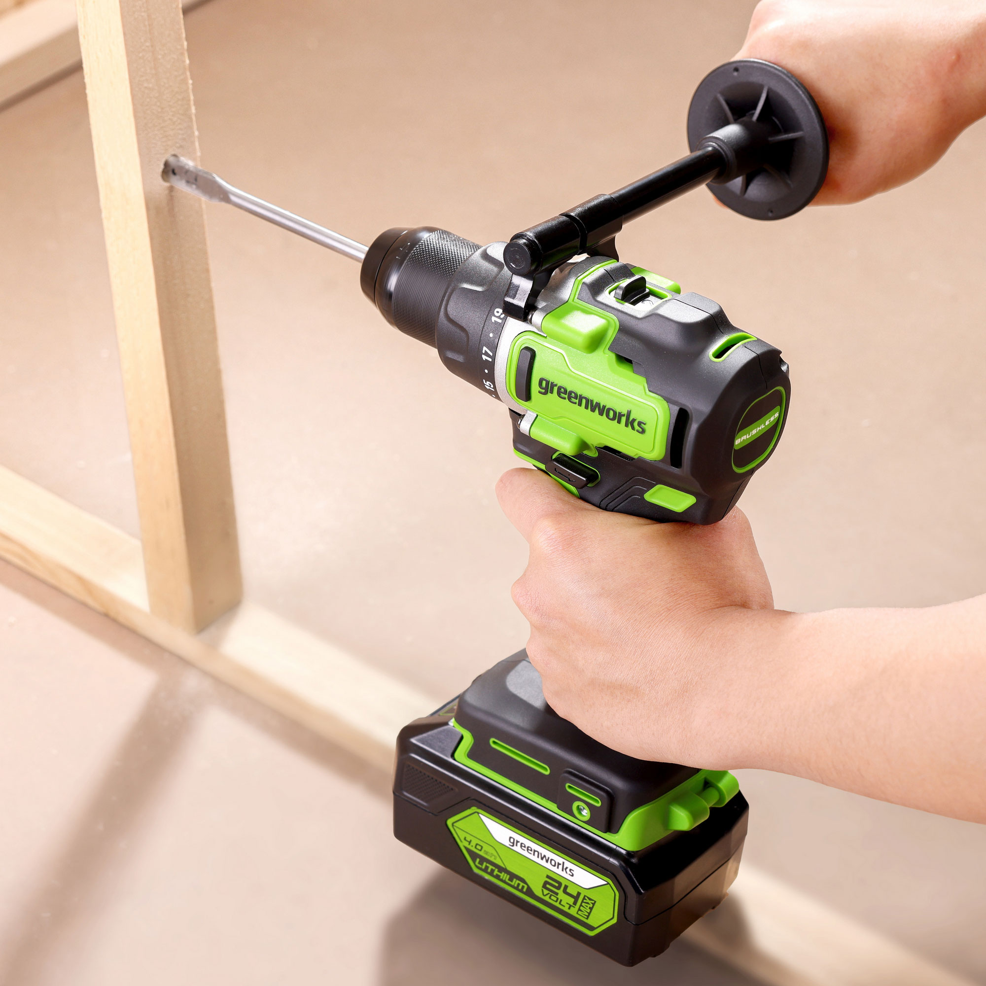 Дрель-шуруповерт аккумуляторная Greenworks 24V GD24DD90 (90 Нм) 3707507, бесщёточная, без АКБ и ЗУ