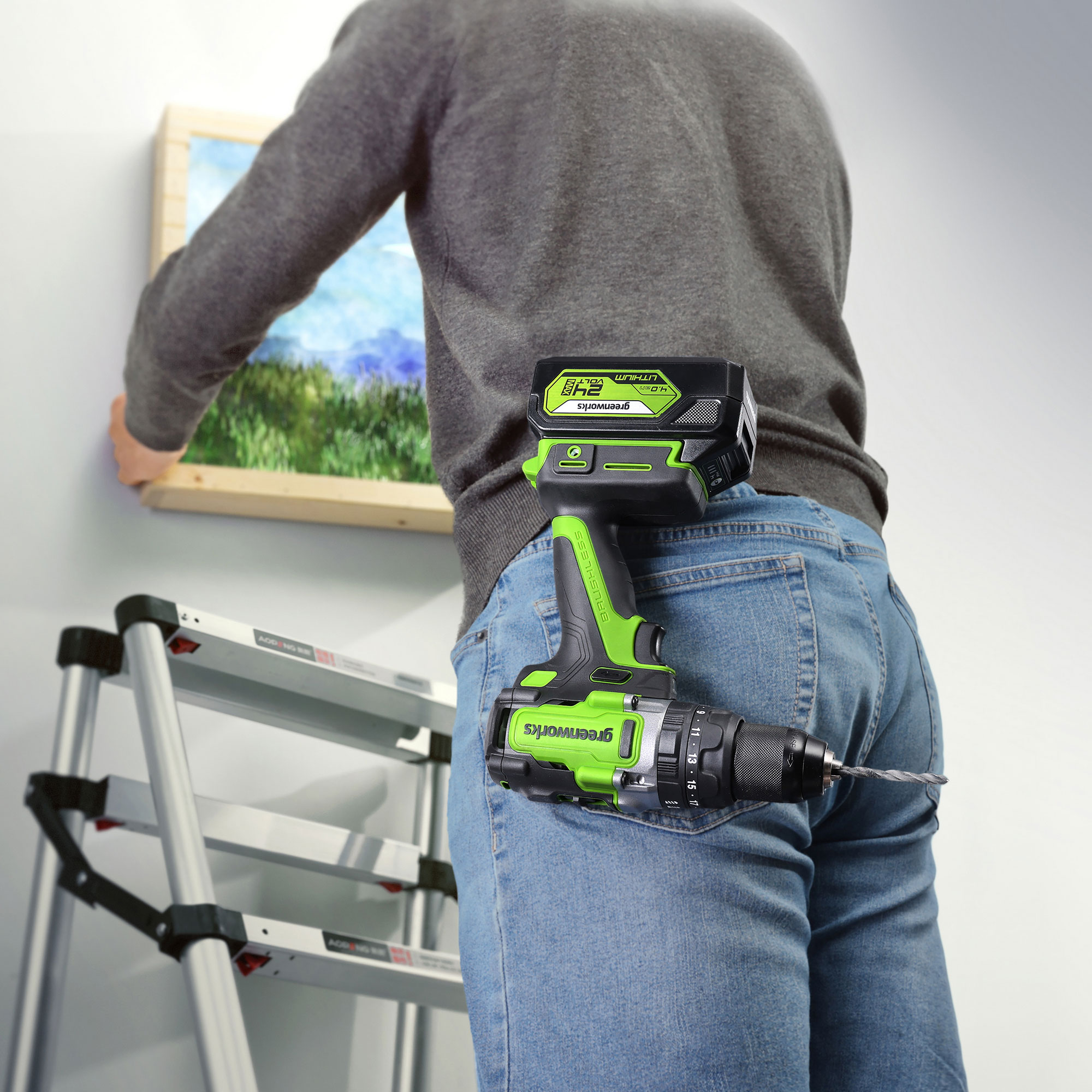 Дрель-шуруповерт ударная аккумуляторная Greenworks 24V GD24DD140 (140 Нм) 3707607, бесщёточная, без АКБ и ЗУ