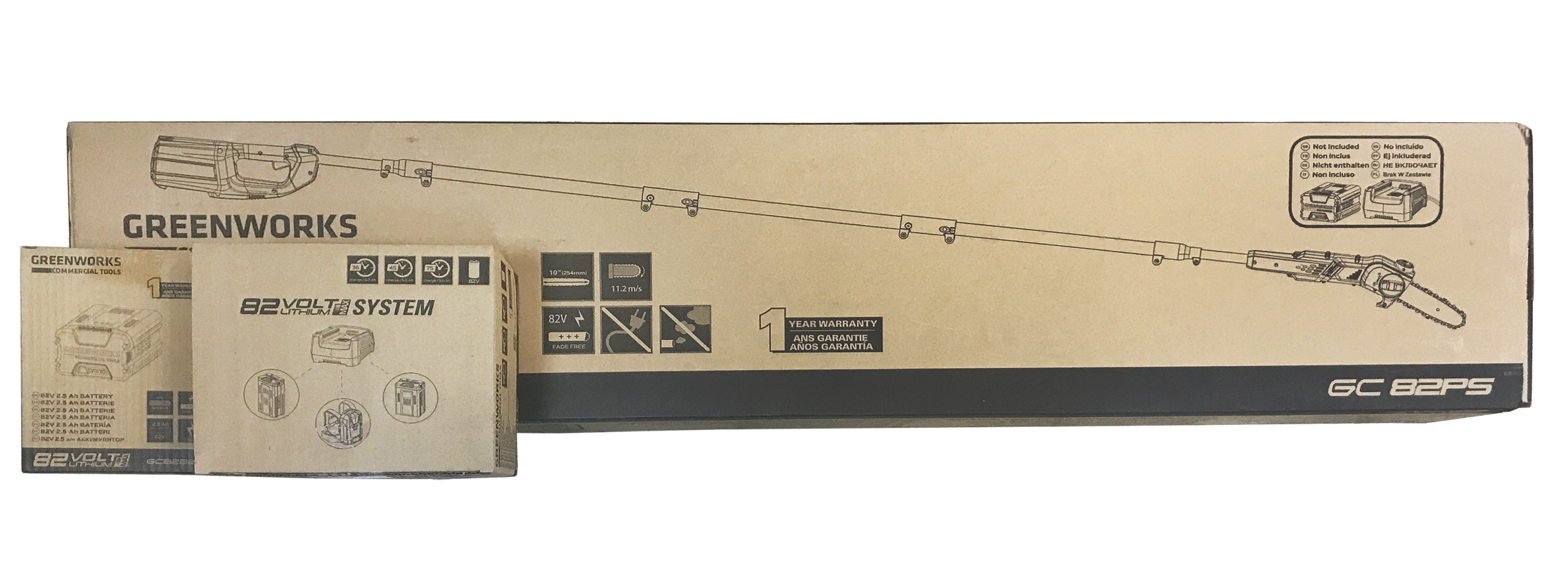 Высоторез – cучкорез аккумуляторный 25 см Greenworks 82V GC82PS 1400307, бесщёточный, без АКБ и ЗУ