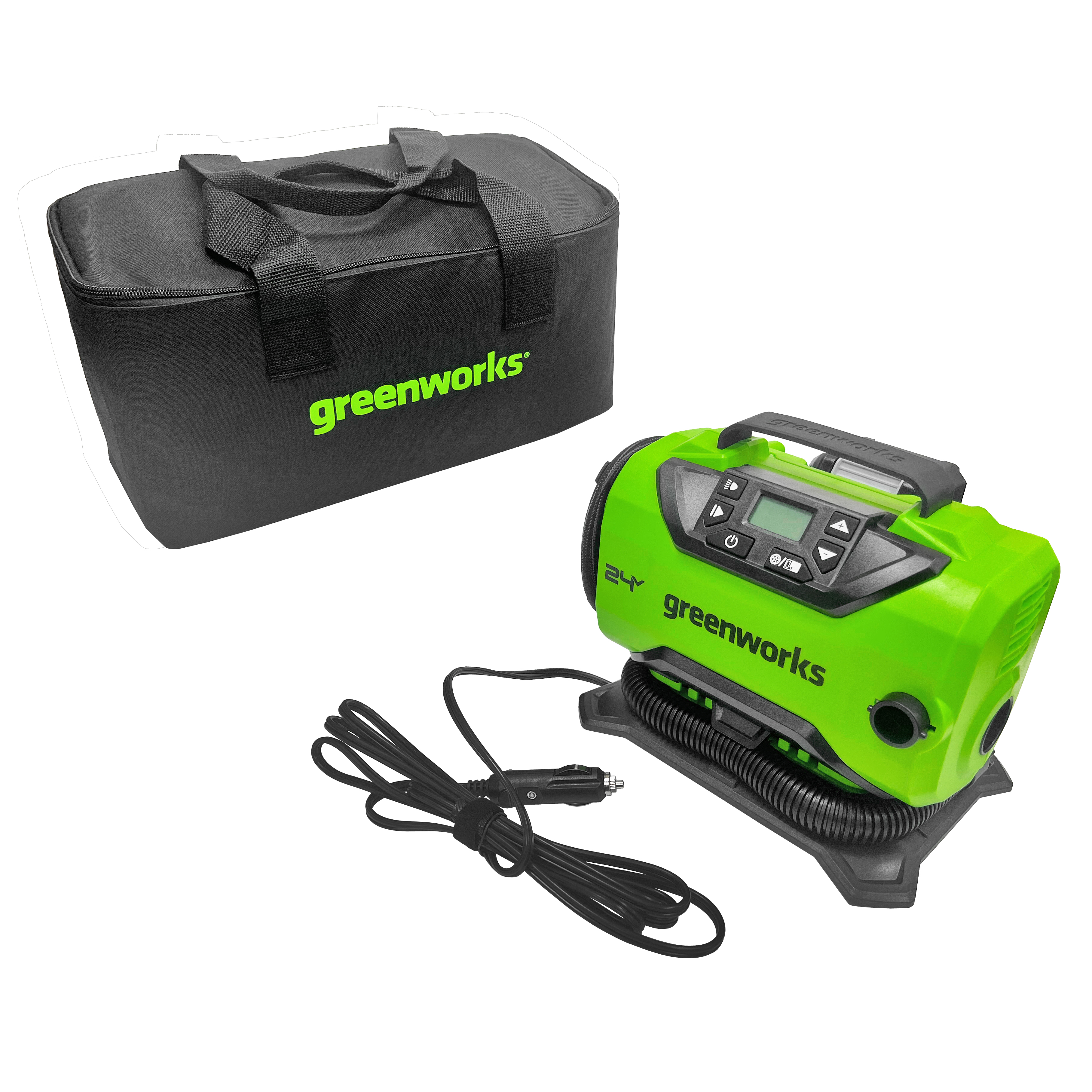 Компрессор автомобильный аккумуляторный Greenworks 24V/12V ACG301 3400807, без АКБ и ЗУ