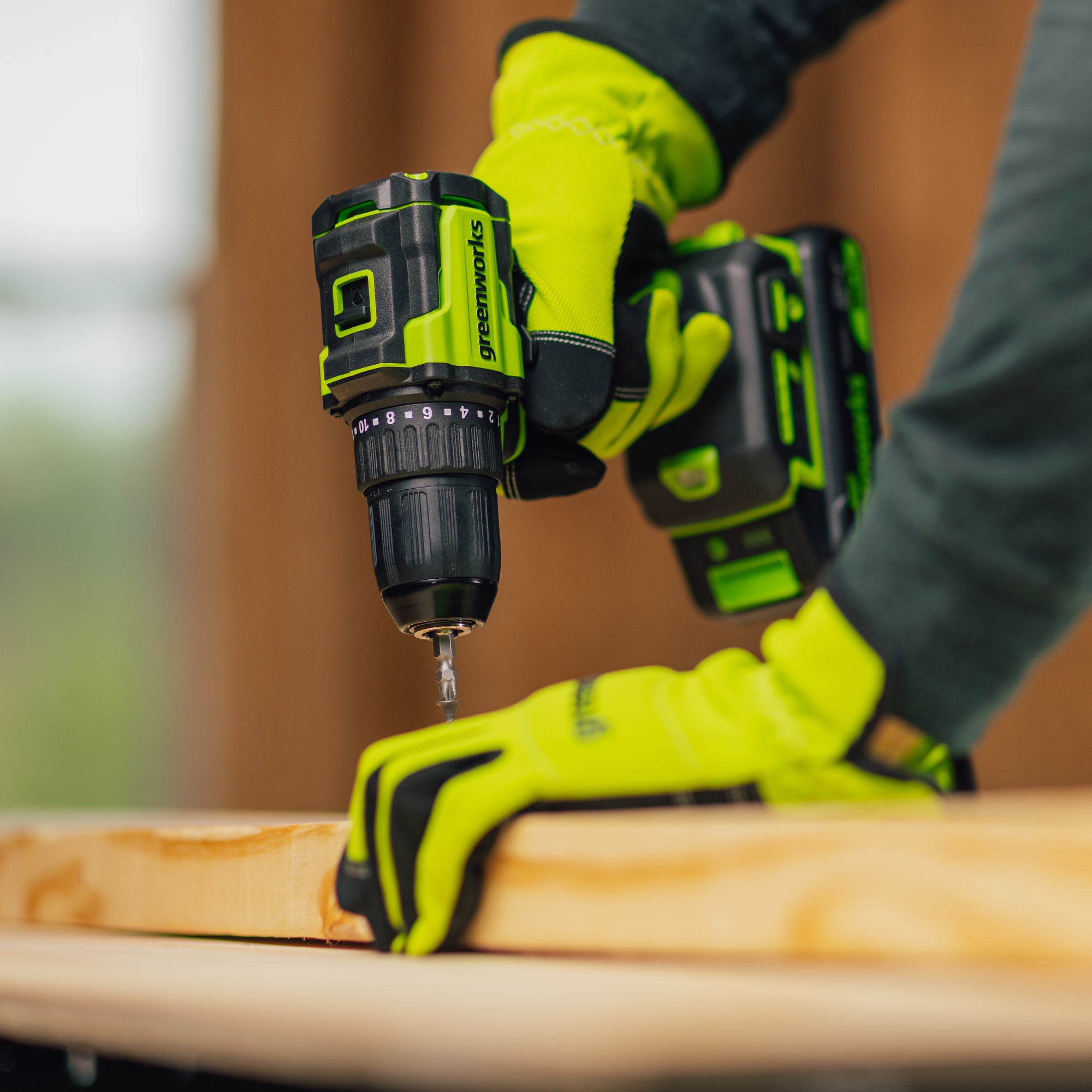 Дрель-шуруповерт 27/45 Нм аккумуляторная Greenworks 24V DD345 3708307, бесщеточная, без АКБ и ЗУ