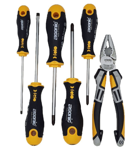 Набор отверток Ergonic SL, PH, PZ с пассатижами 180 мм FELO 400 966 04