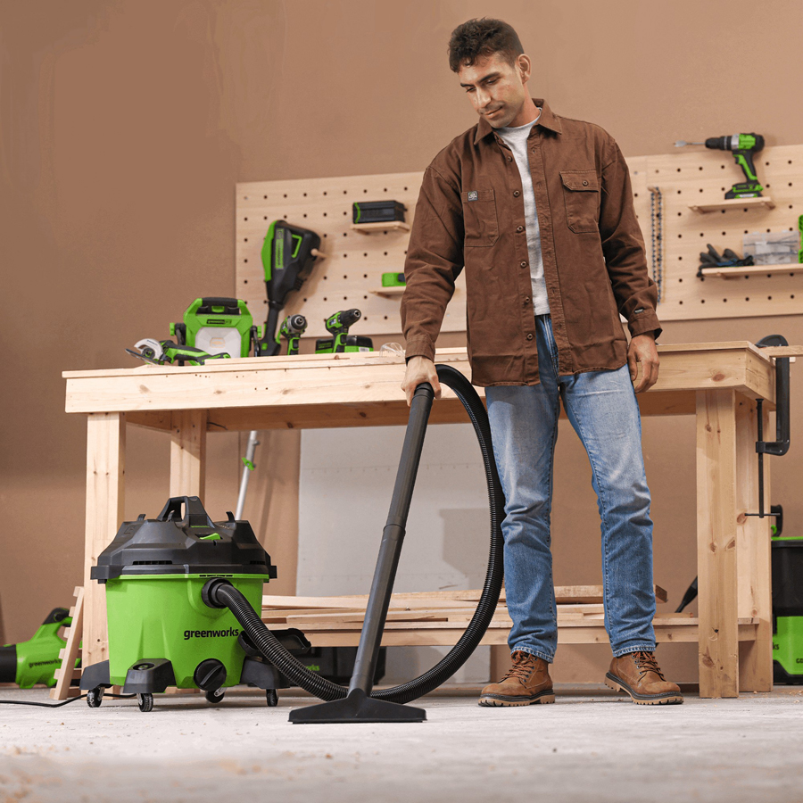 Пылесос строительный электрический 1300 Вт Greenworks 220V G120WDV 4701207