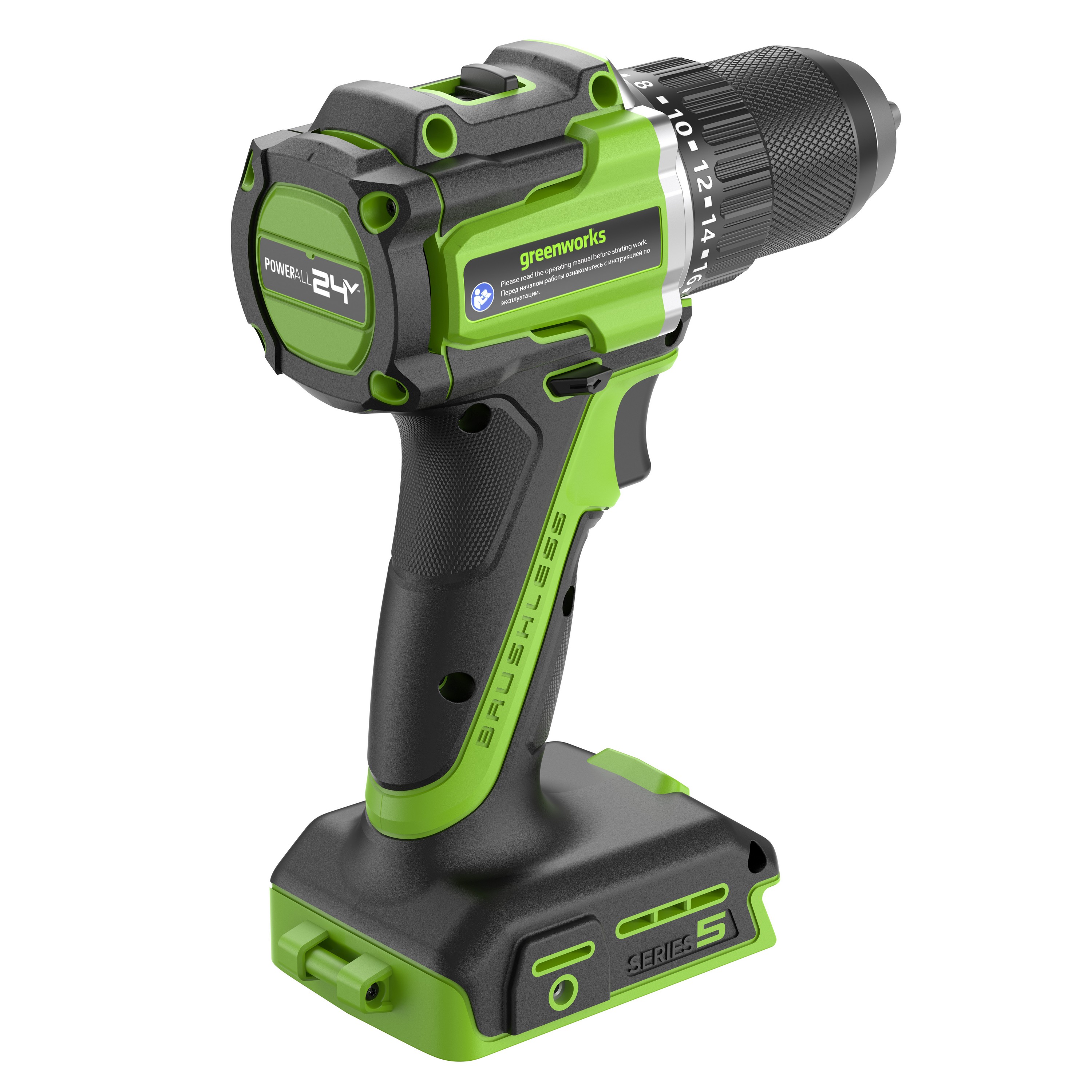 Дрель-шуруповерт 30/60 Нм аккумуляторная Greenworks 24V DD560 3708407, бесщеточная, без АКБ и ЗУ