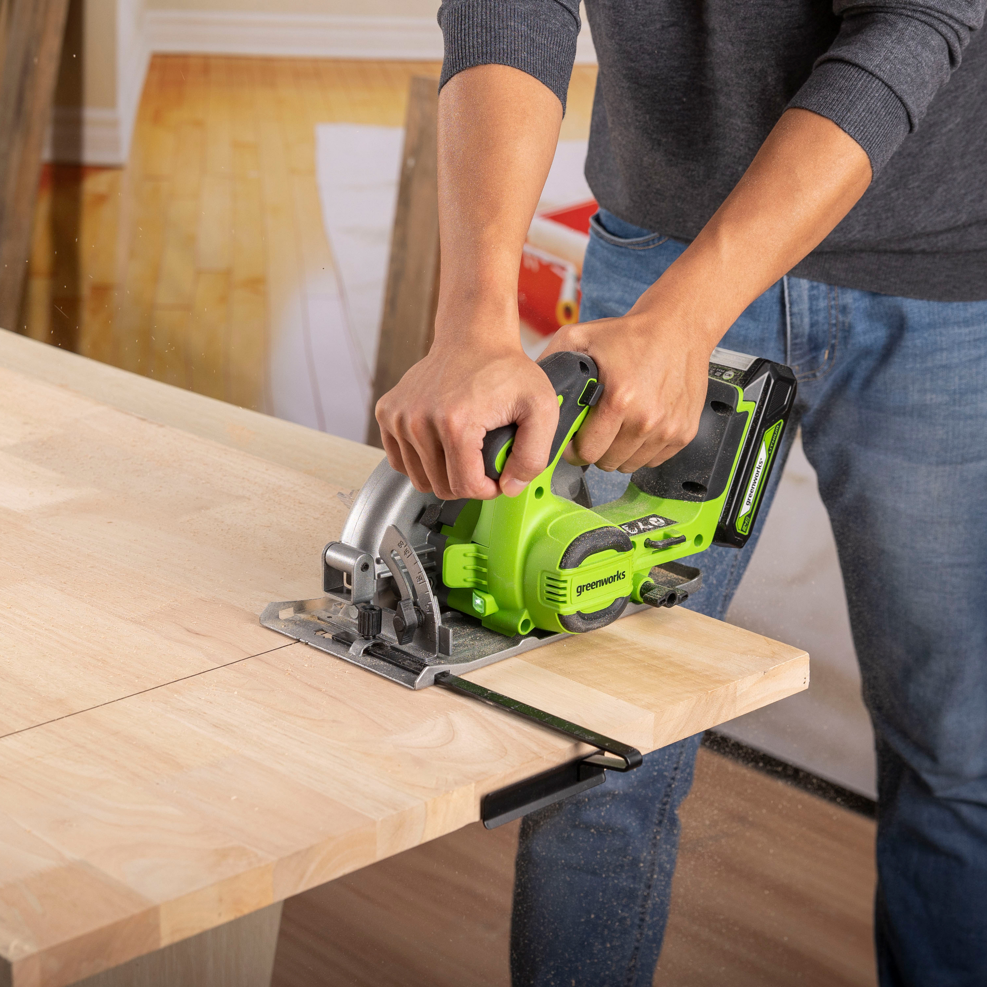 Пила циркулярная аккумуляторная Greenworks 24V GD24CS165 1501607, бесщеточная, без АКБ и ЗУ