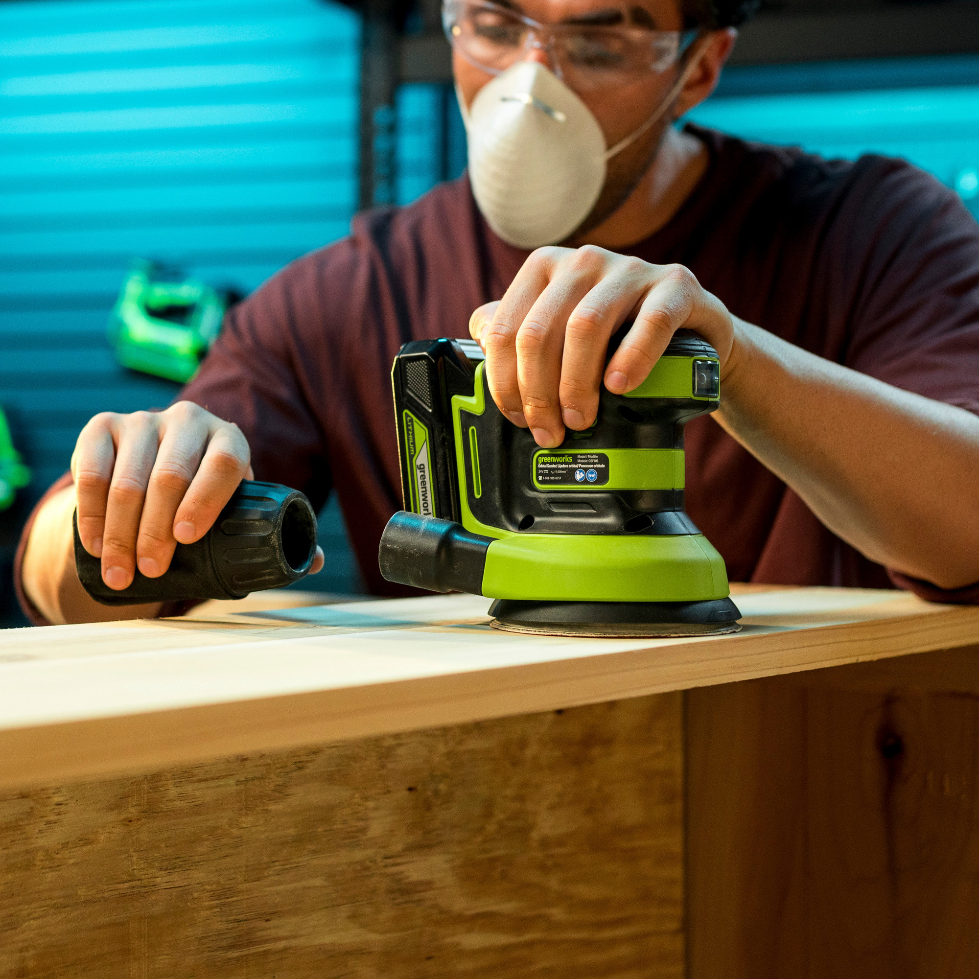 Шлифмашинка эксцентриковая 125 мм аккумуляторная Greenworks 24V OS325 3100907, без АКБ и ЗУ