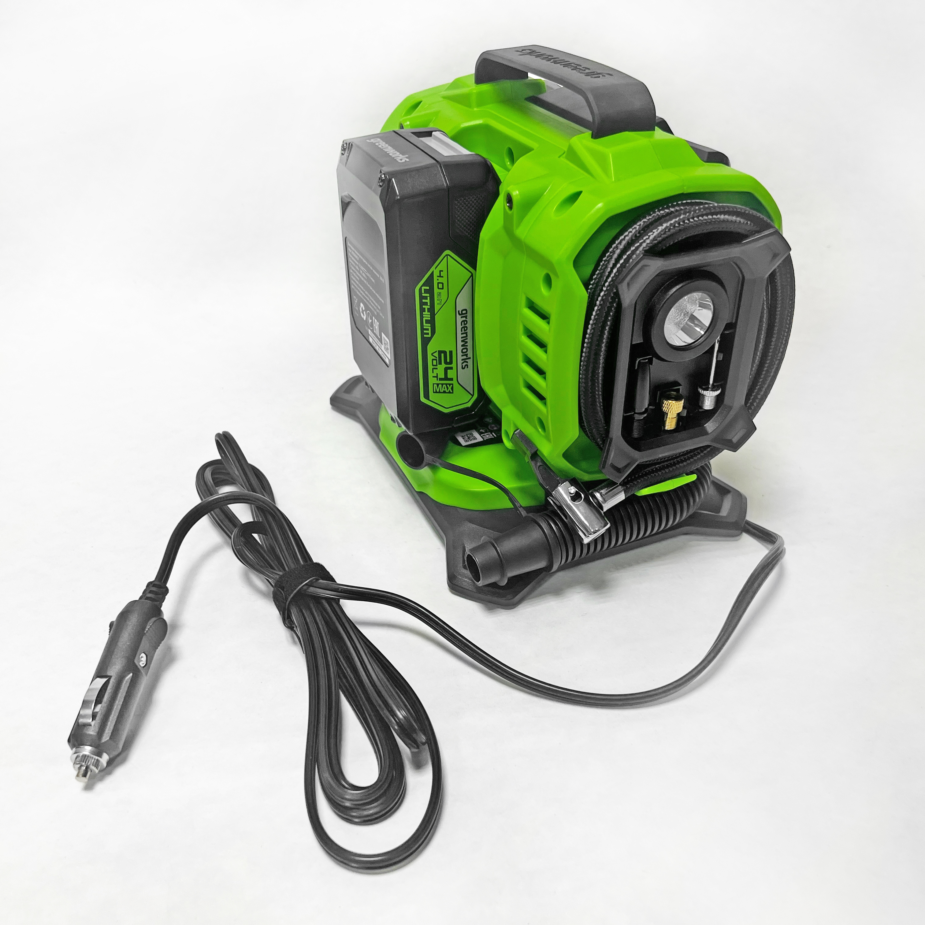 Компрессор автомобильный аккумуляторный Greenworks 24V/12V ACG301 3400807, без АКБ и ЗУ