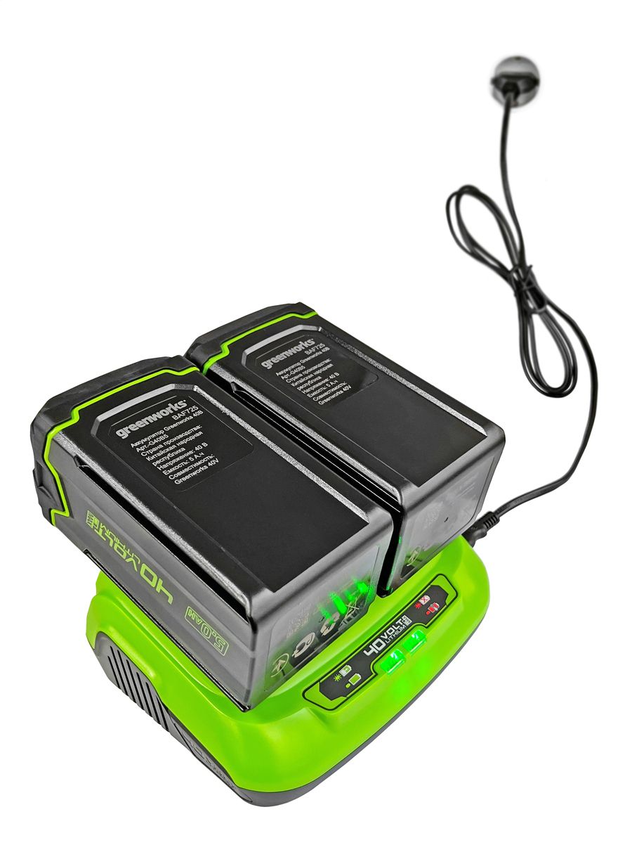 Зарядное устройство двойное быстрое (8 А) Greenworks 40V G40UC8 2938807 (с двумя слотами)