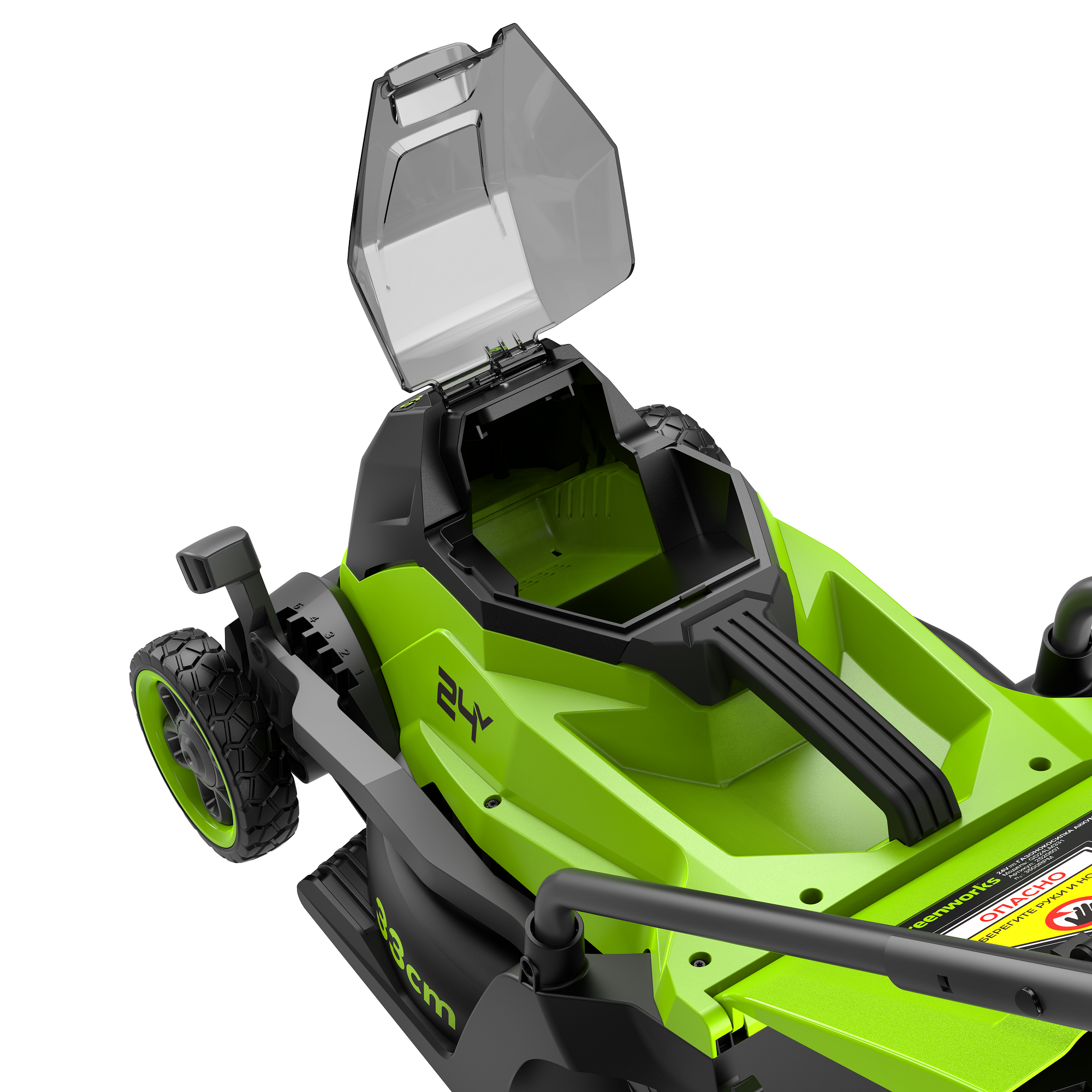 Газонокосилка аккумуляторная 33 см Greenworks 24V GD24LM331 2520607, бесщеточная, без АКБ и ЗУ