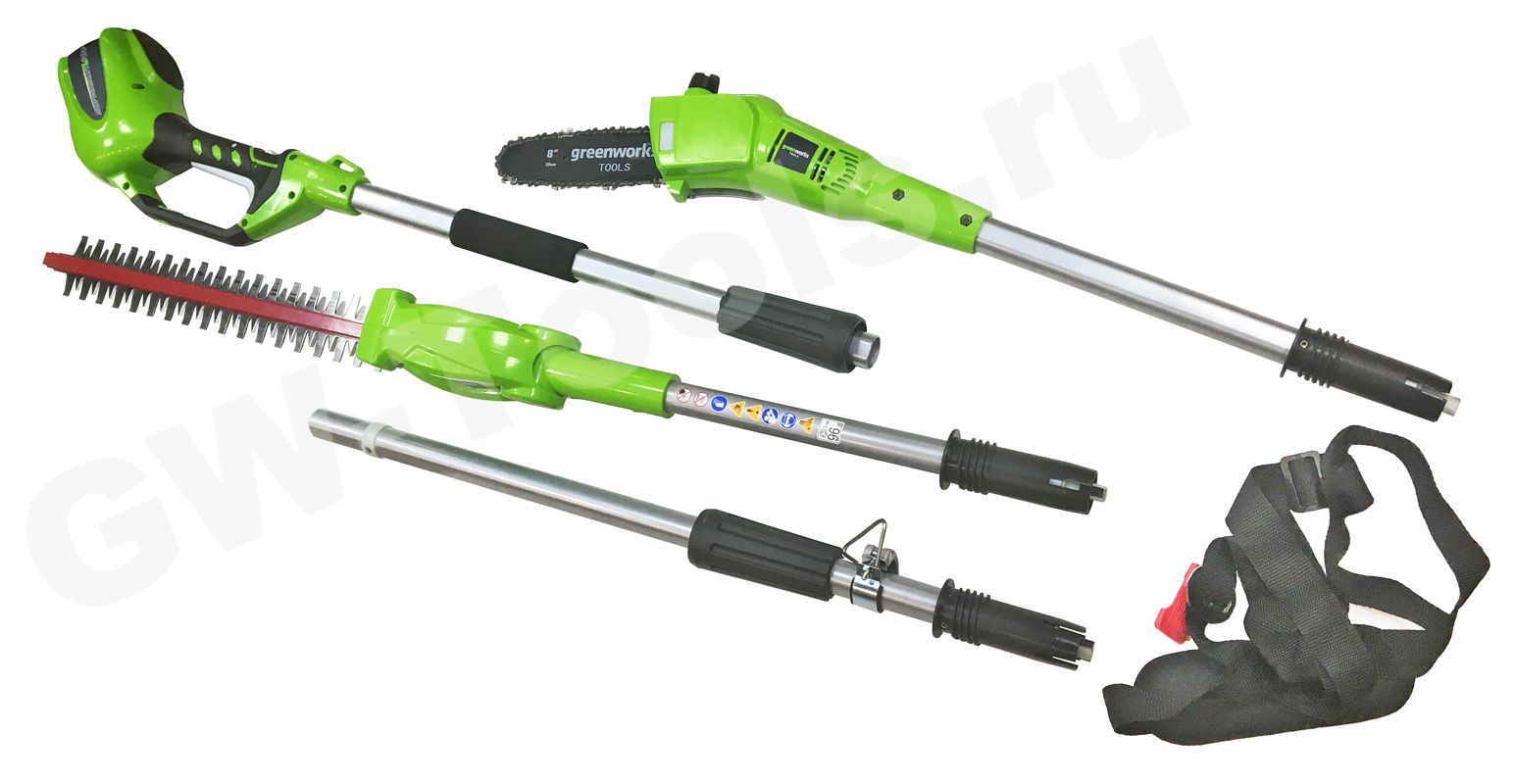 Высоторез аккумуляторный Greenworks 2-в-1 кусторез-сучкорез 40V, без АКБ и ЗУ