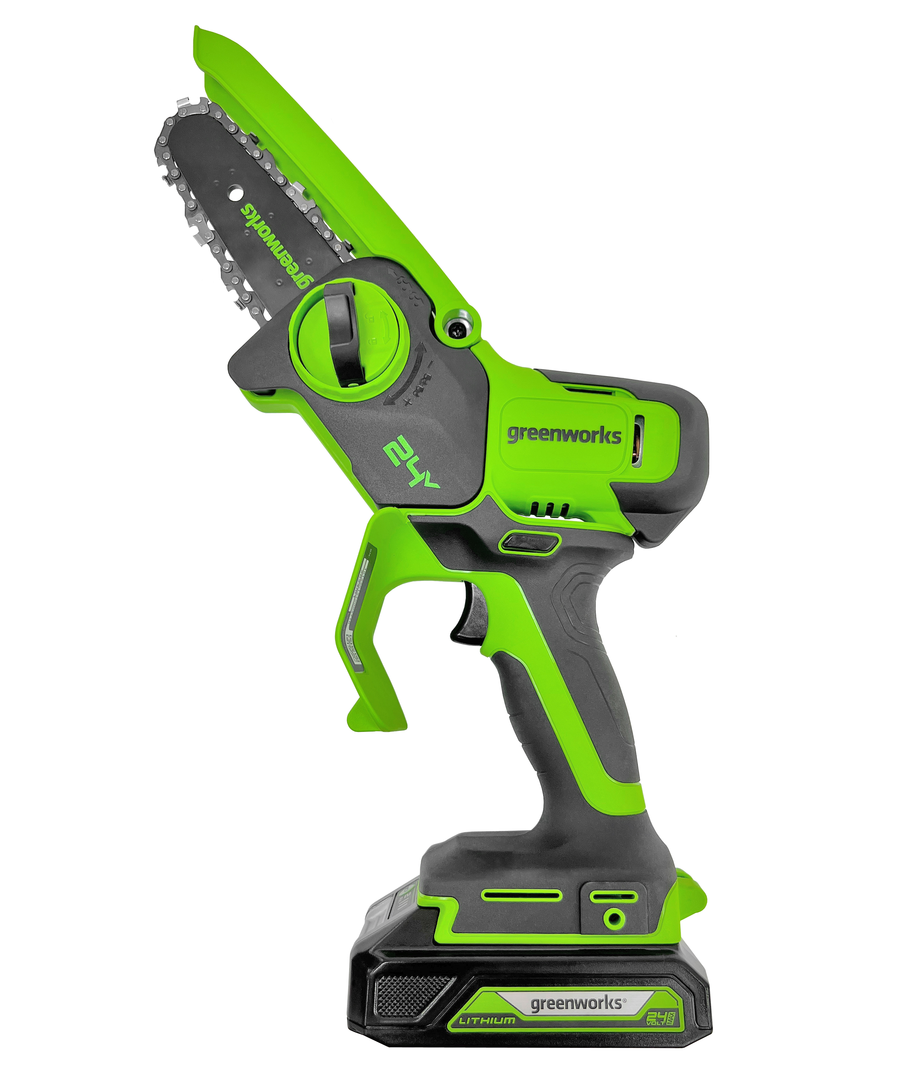 Мини-пила аккумуляторная цепная Greenworks 10 см 24V G24MCS10 2008207, без аккумулятора и зарядного устройства