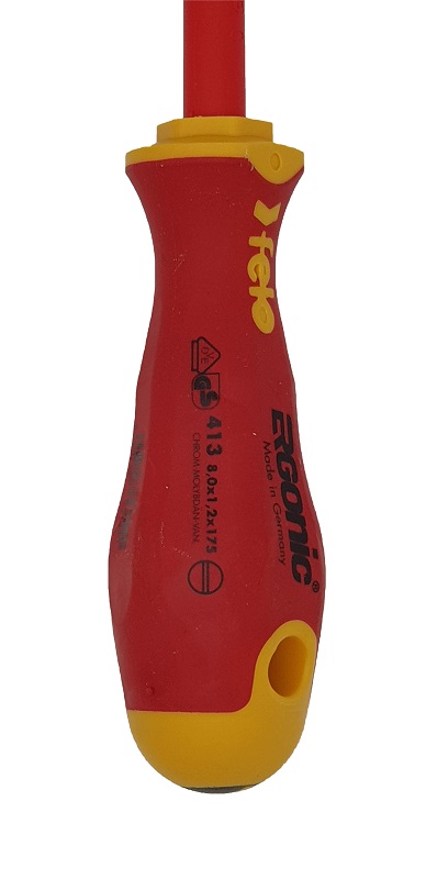 Отвёртка ERGONIC диэлектр., серия 413, SL 8,0х1,2х175 FELO 413 080 90