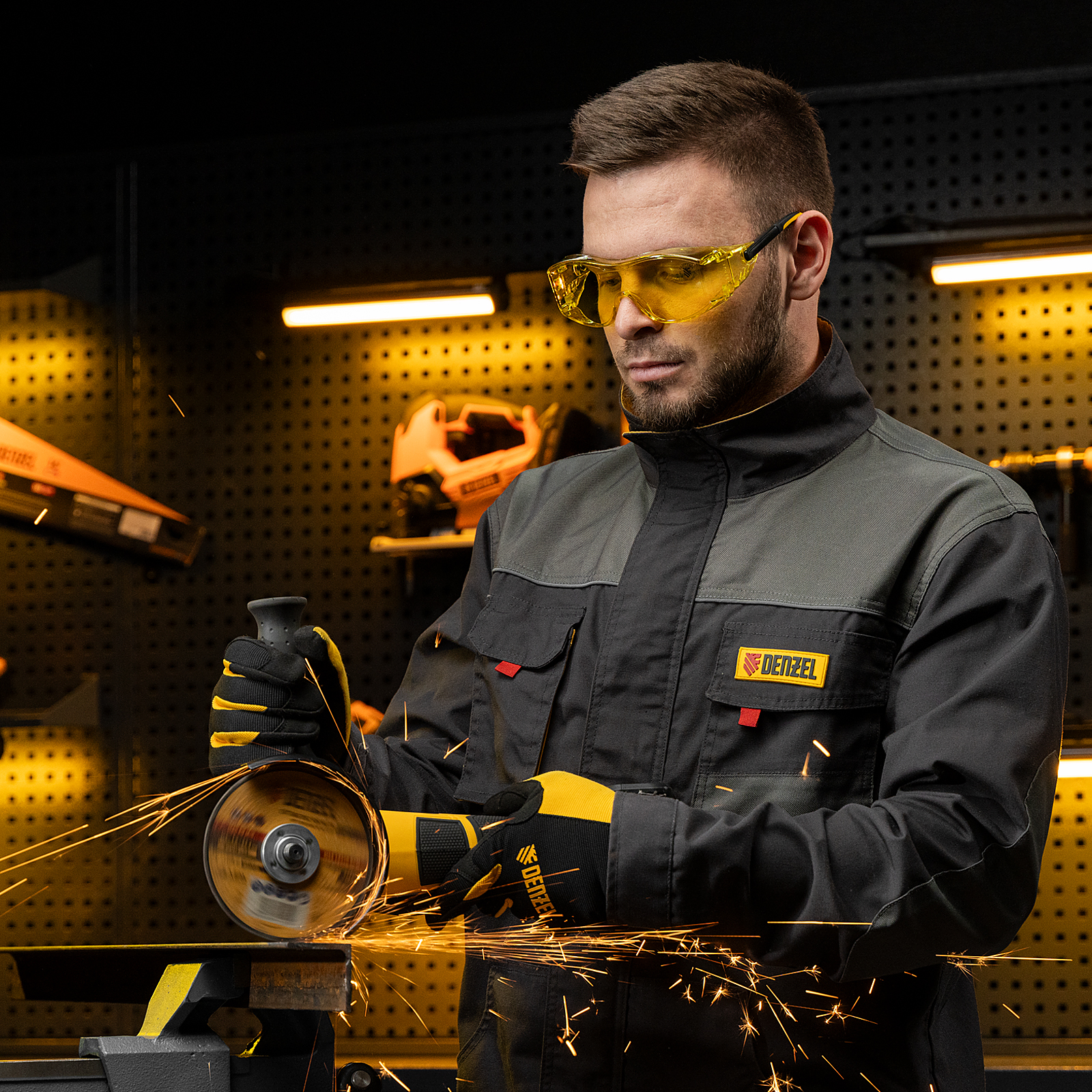 Очки защитные открытые, поликарбонатные, увеличенная жёлтая линза, регулируемые дужки