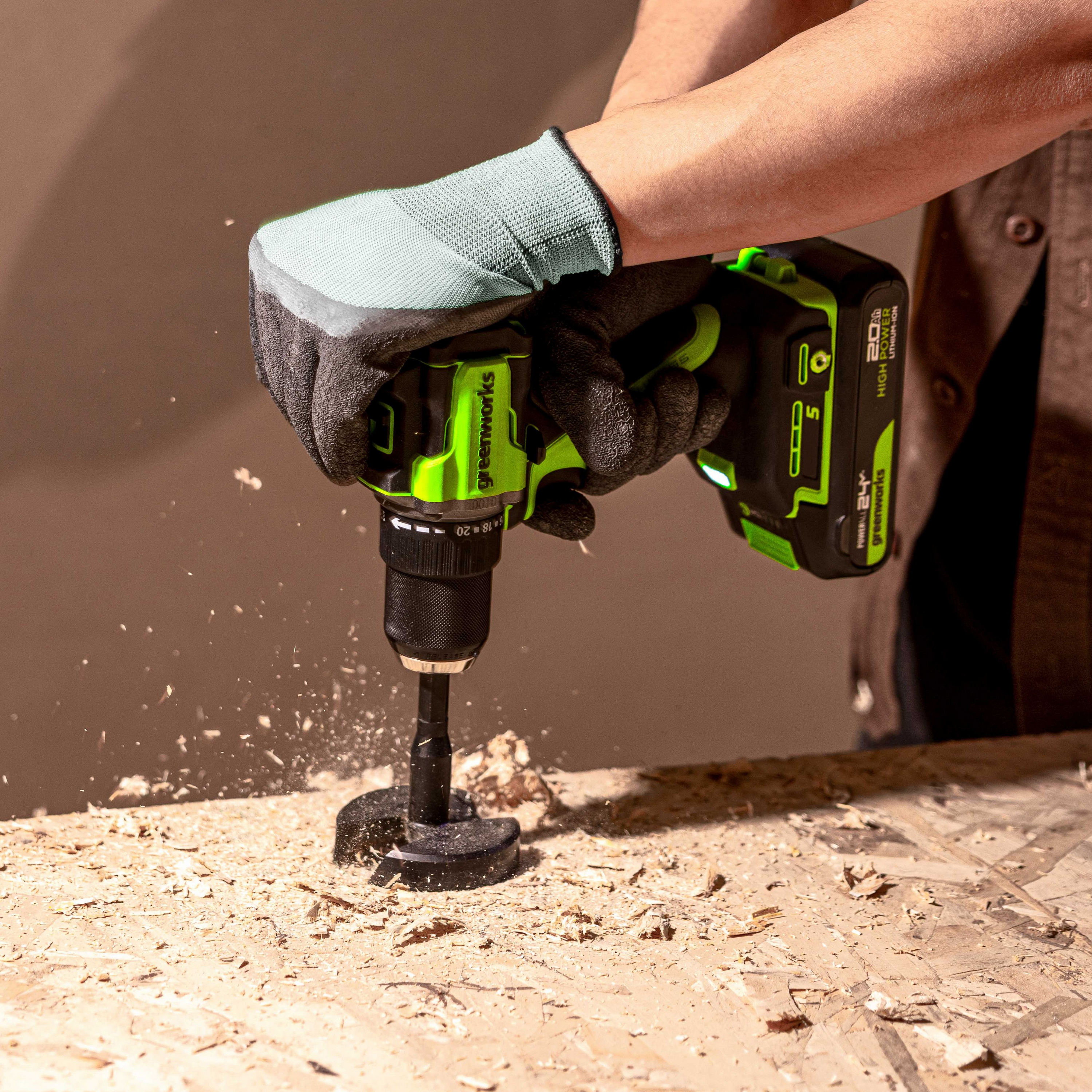 Дрель-шуруповерт 30/60 Нм аккумуляторная Greenworks 24V DD560 3708407, бесщеточная, без АКБ и ЗУ