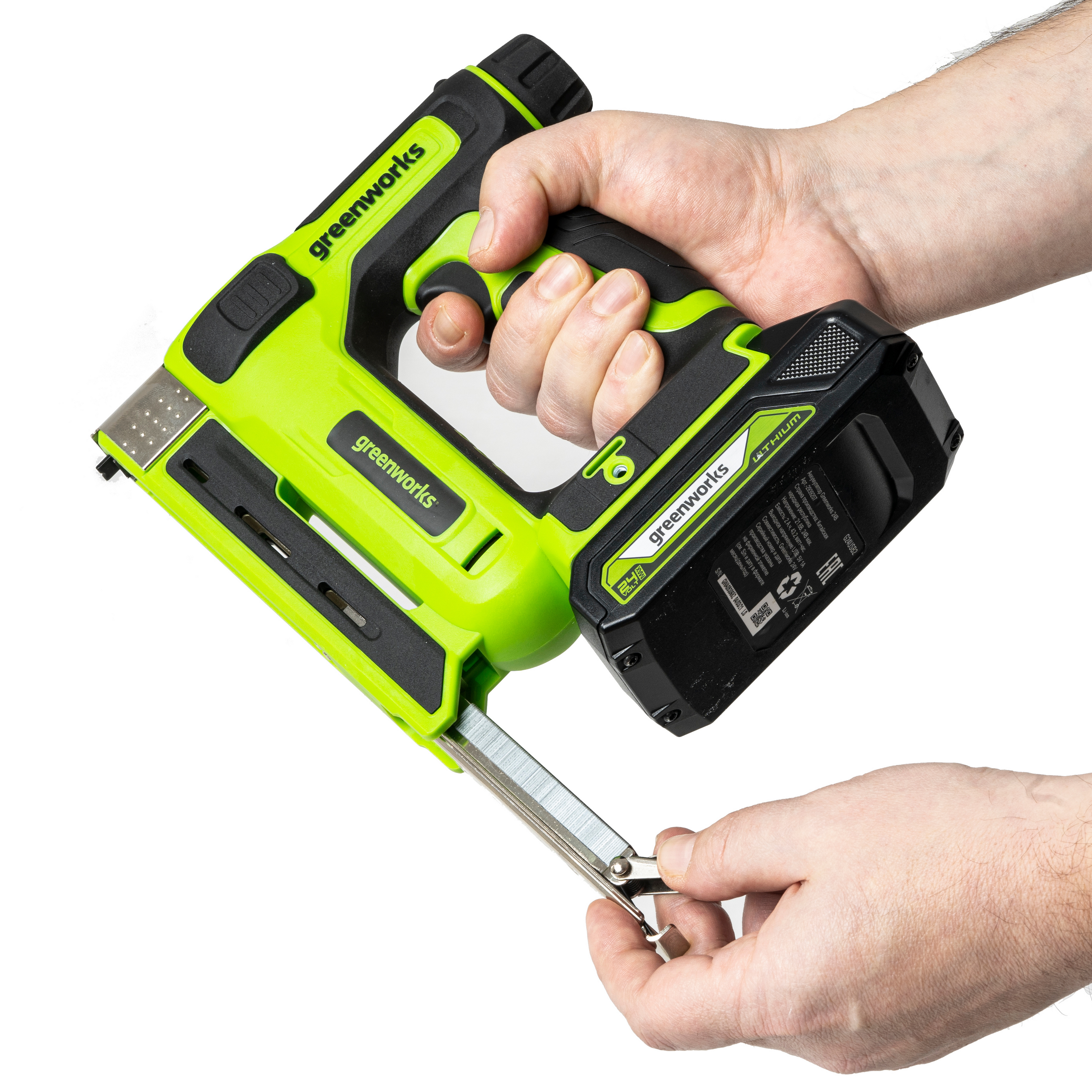 Степлер аккумуляторный Greenworks 24V G24CS10 3400107, без АКБ и ЗУ