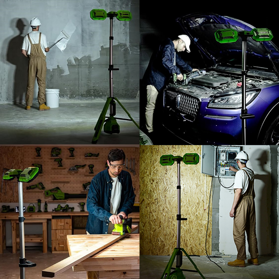Мачта осветительная (3000 лм) аккумуляторная Greenworks гибрид 24V /110-240V, GPT-STL 3503207, без АКБ и ЗУ