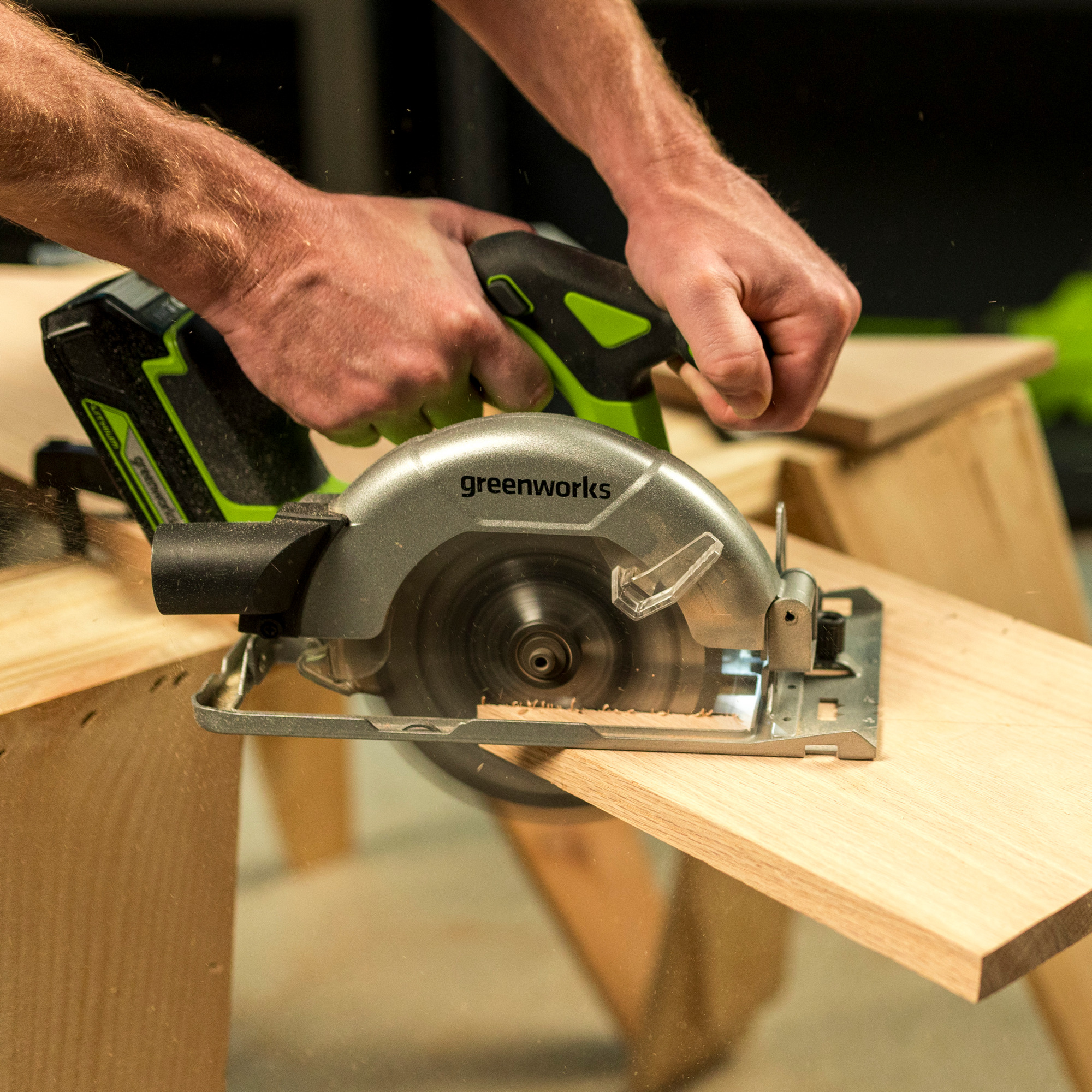 Пила циркулярная аккумуляторная Greenworks 24V GD24CS165 1501607, бесщеточная, без АКБ и ЗУ