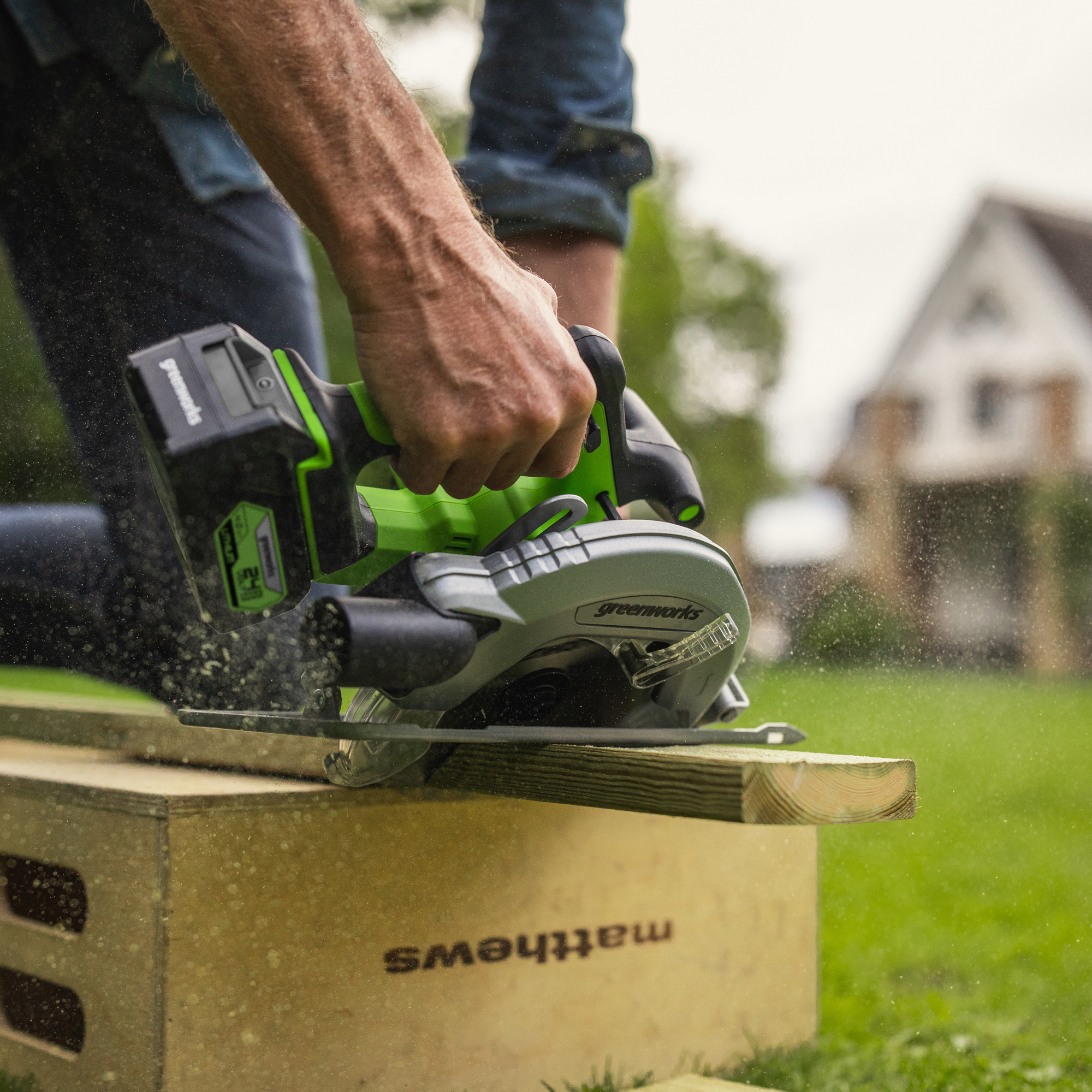 Пила циркулярная аккумуляторная Greenworks 24V GD24CS 1500907, бесщеточная, без АКБ и ЗУ