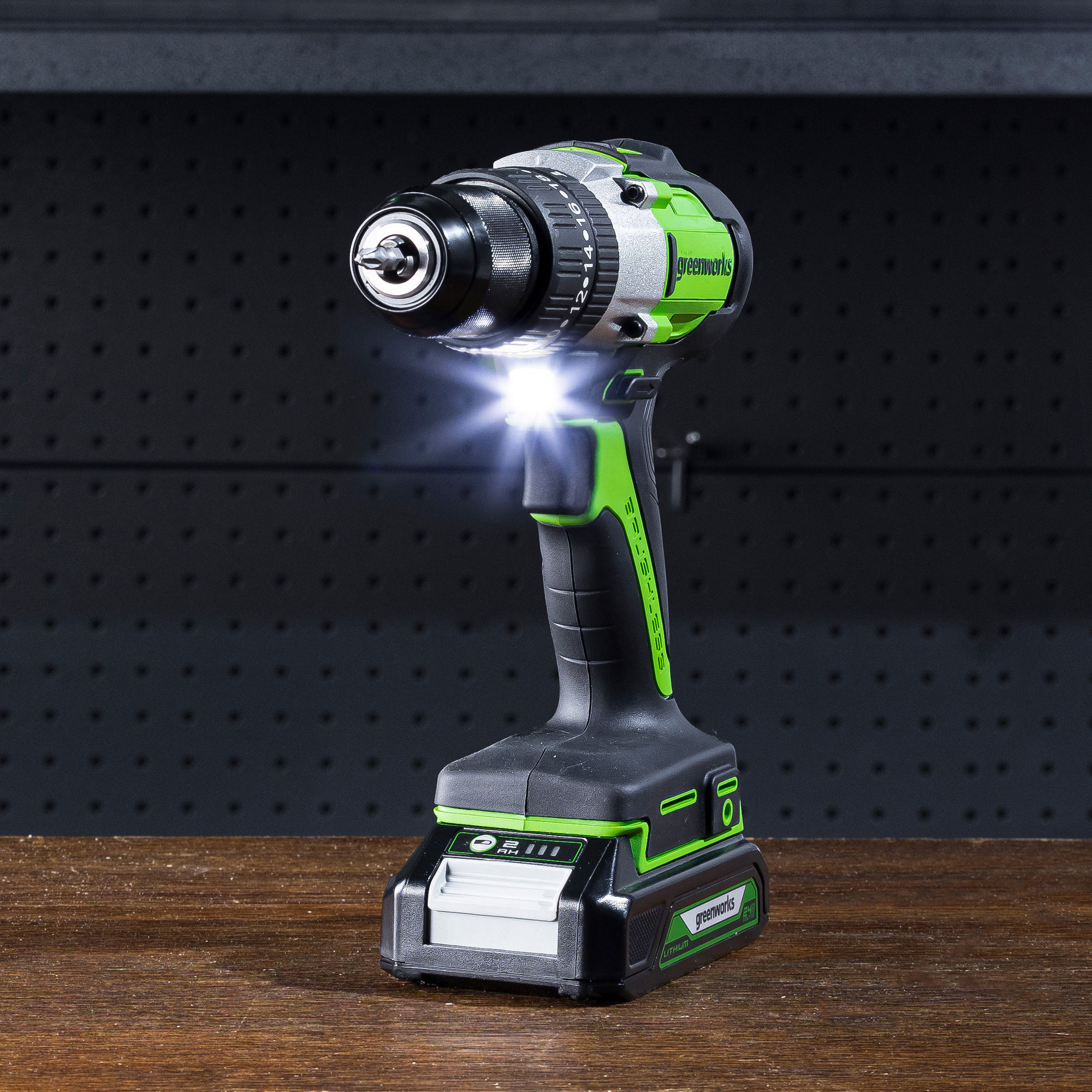 Дрель-шуруповерт ударная аккумуляторная Greenworks 24V GD24DD60 (60 Нм) 3704107, бесщёточная, без АКБ и ЗУ