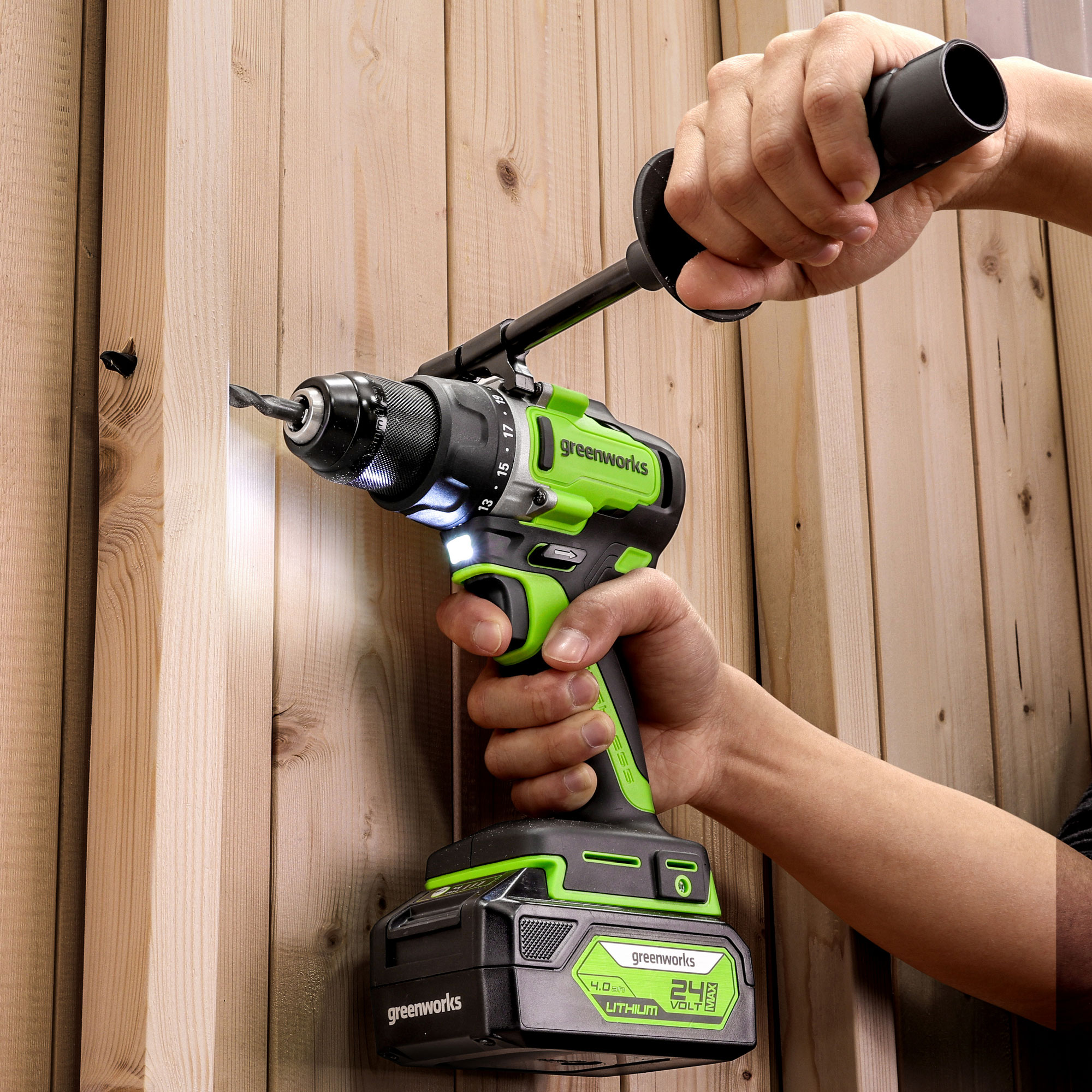 Дрель-шуруповерт аккумуляторная Greenworks 24V GD24DD90 (90 Нм) 3707507, бесщёточная, без АКБ и ЗУ