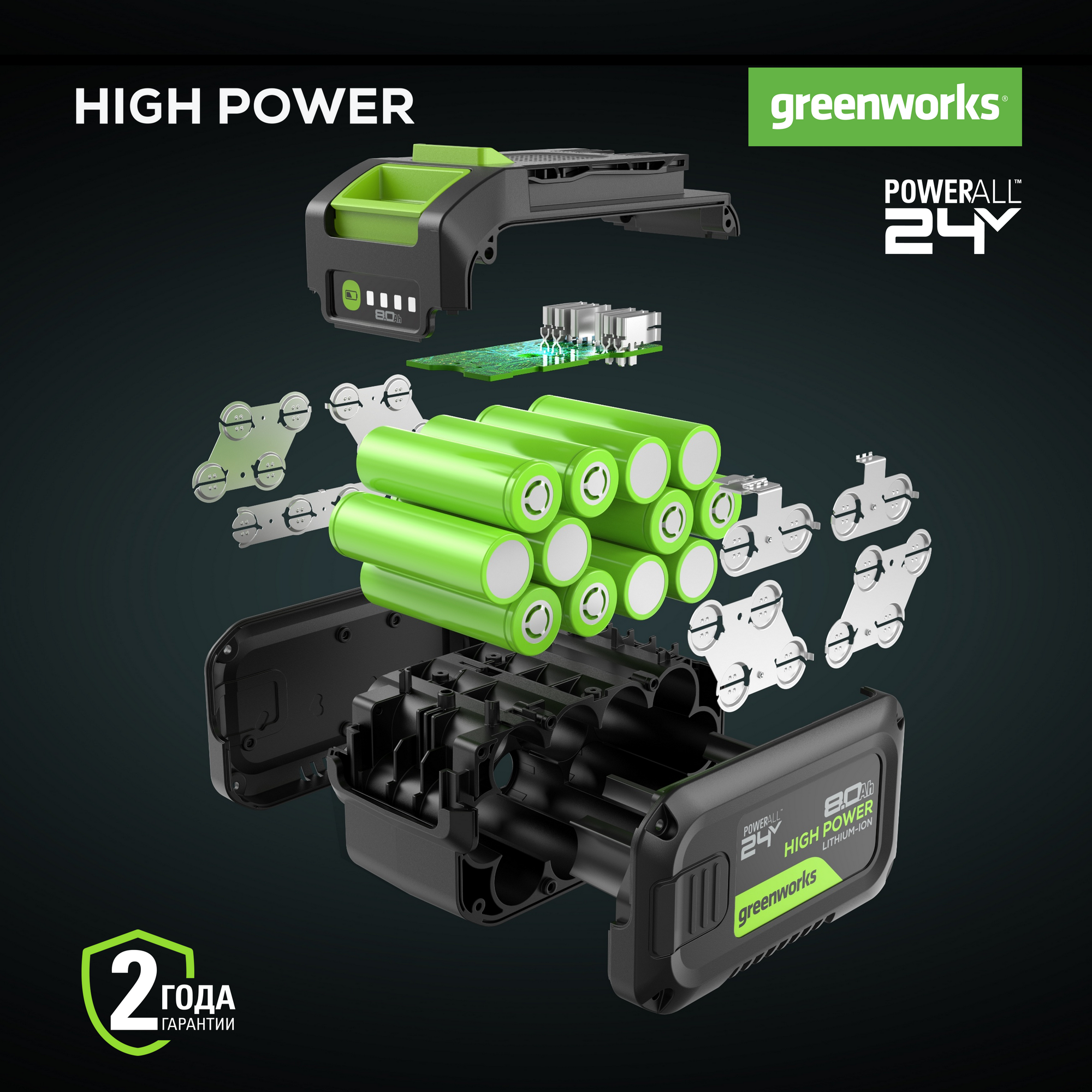 Аккумулятор 8 Ah Greenworks High Power 24V G24HP8 2957907
