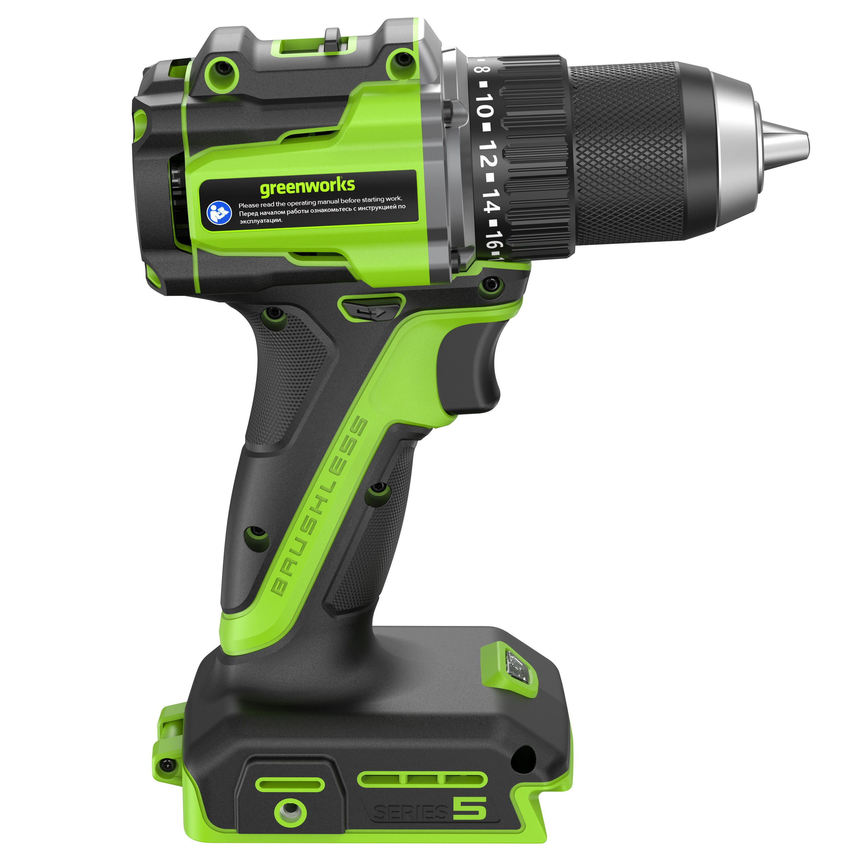 Дрель-шуруповерт 30/60 Нм аккумуляторная Greenworks 24V DD560 3708407, бесщеточная, без АКБ и ЗУ