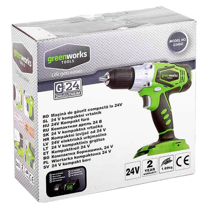 Шуруповёрт аккумуляторный Greenworks 24V G24DD