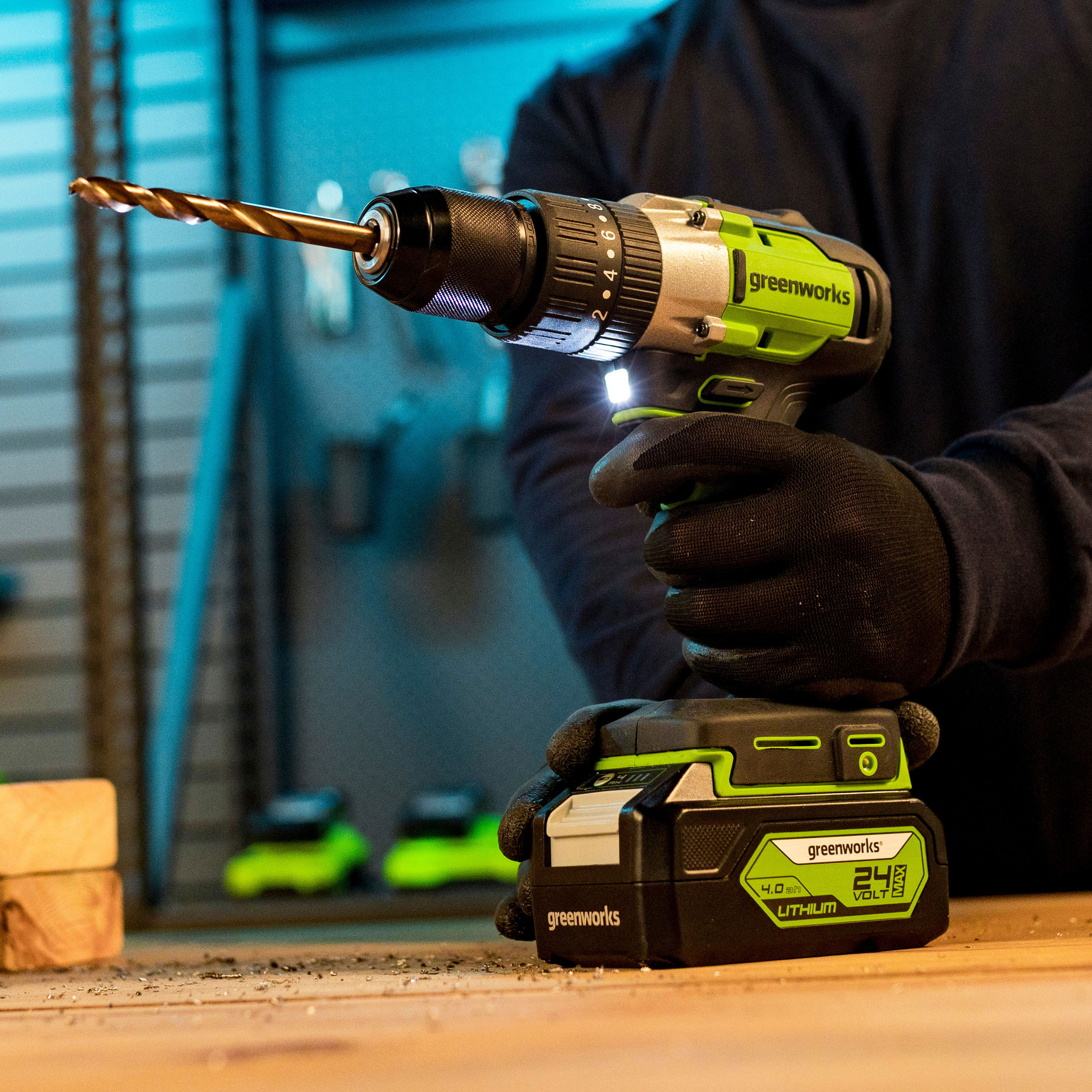 Дрель-шуруповерт ударная аккумуляторная Greenworks 24V GD24DD60 (60 Нм) 3704107, бесщёточная, без АКБ и ЗУ