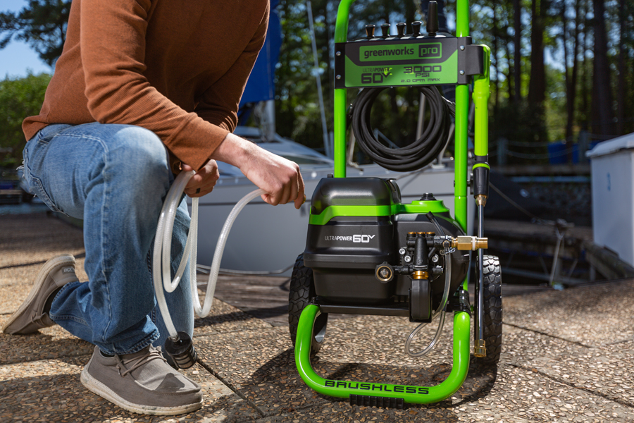 Мойка высокого давления аккумуляторная 250 бар с портом на два аккумулятора Greenworks GDPW60DP 60V 5106207, без АКБ и ЗУ
