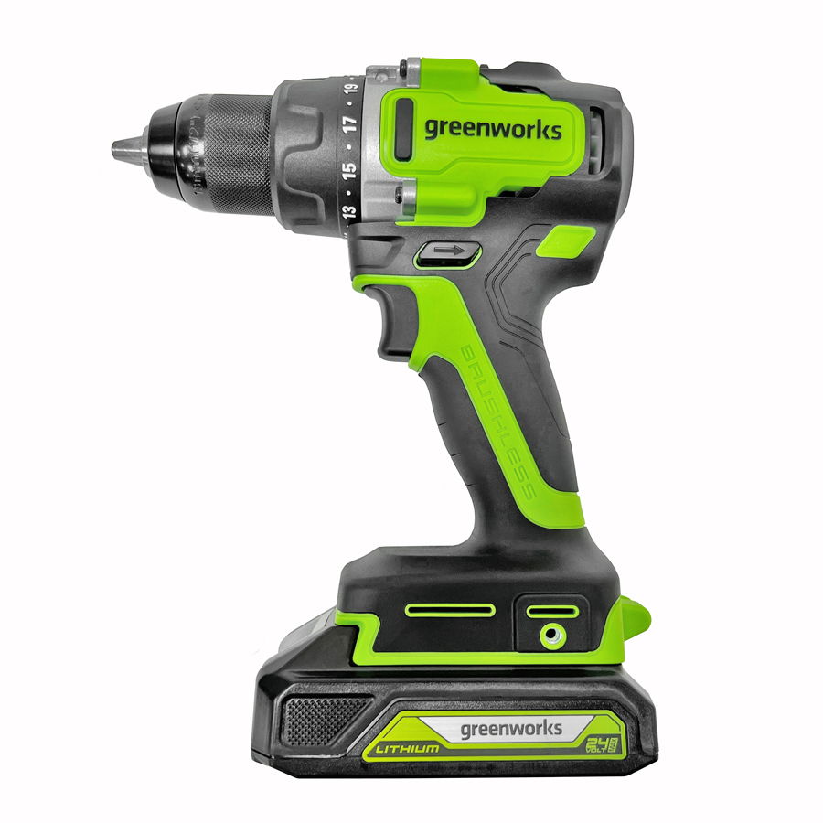 Дрель-шуруповерт аккумуляторная Greenworks 24V GD24DD90 (90 Нм) 3707507, бесщёточная, без АКБ и ЗУ
