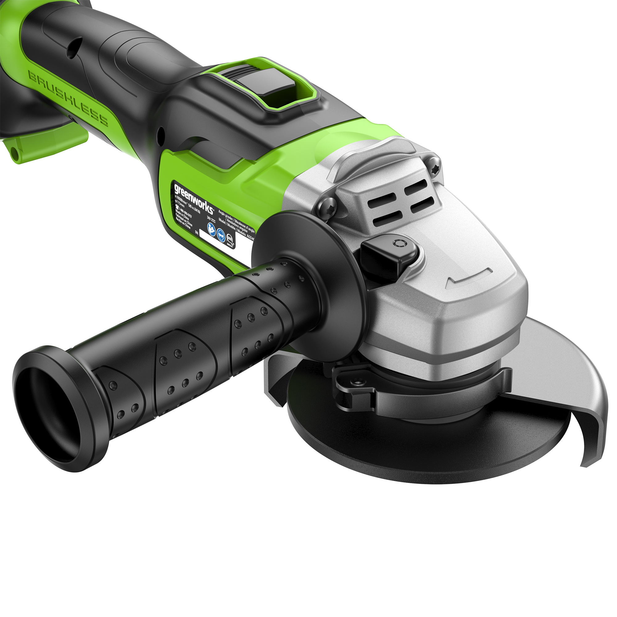 Угловая шлифмашинка (болгарка) 125 мм аккумуляторная Greenworks 24V GD24AG 3200207, бесщеточная, без АКБ и ЗУ