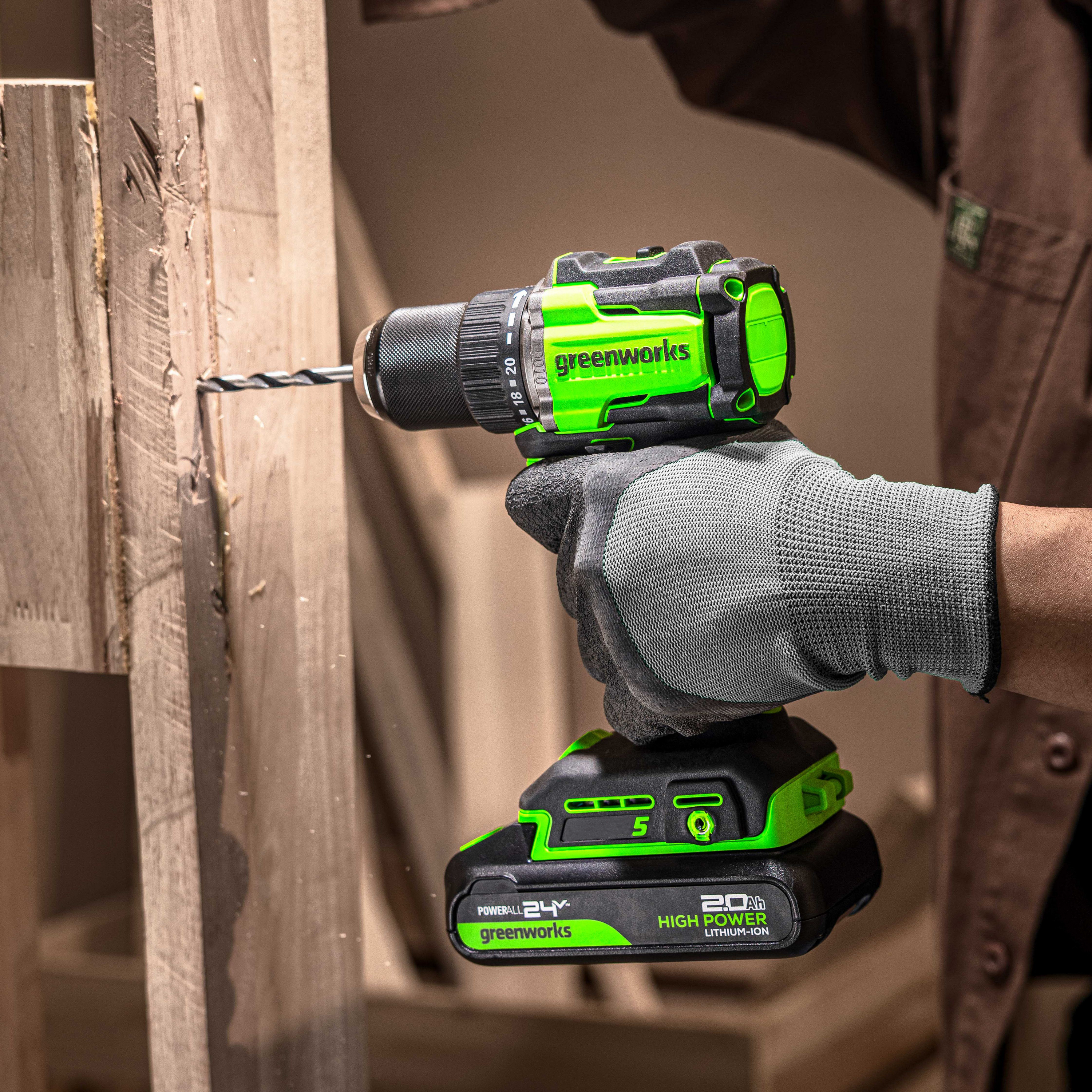 Дрель-шуруповерт 30/60 Нм аккумуляторная Greenworks 24V DD560 3708407, бесщеточная, без АКБ и ЗУ