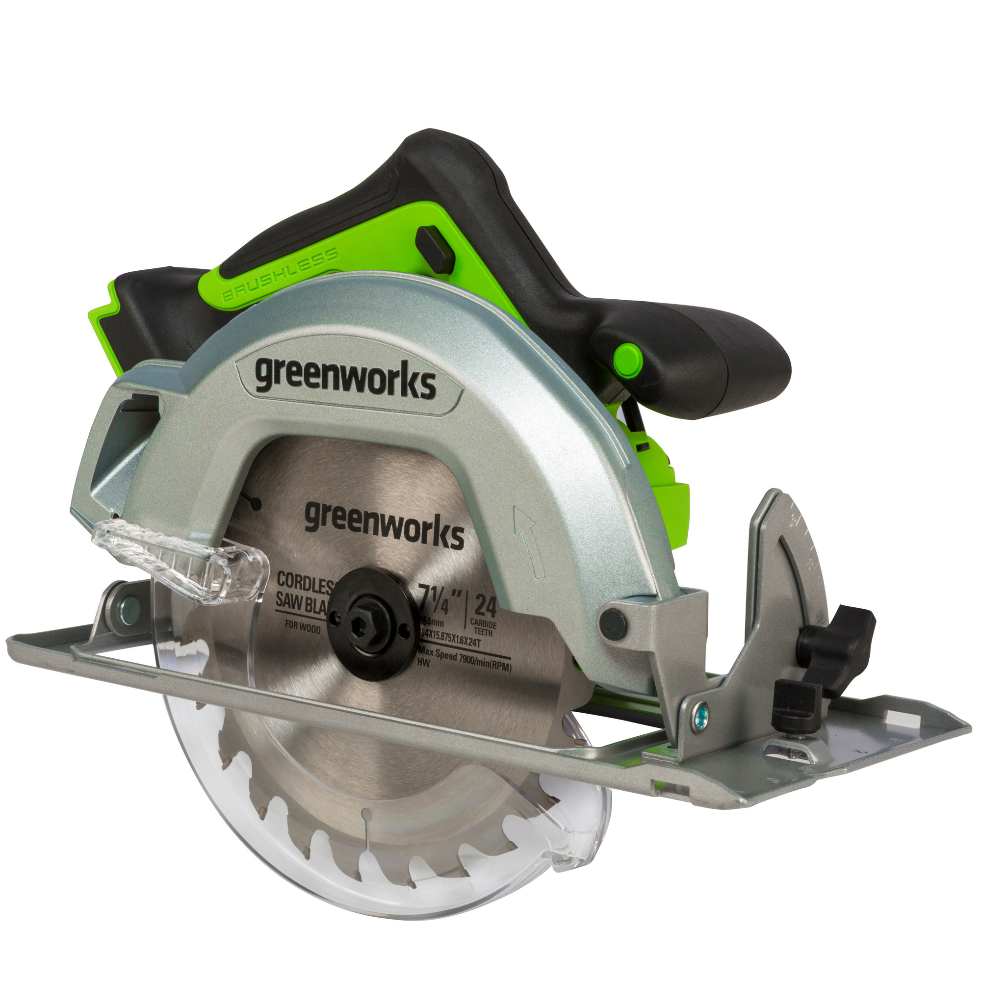 Пила циркулярная аккумуляторная Greenworks 24V GD24CS 1500907, бесщеточная, без АКБ и ЗУ