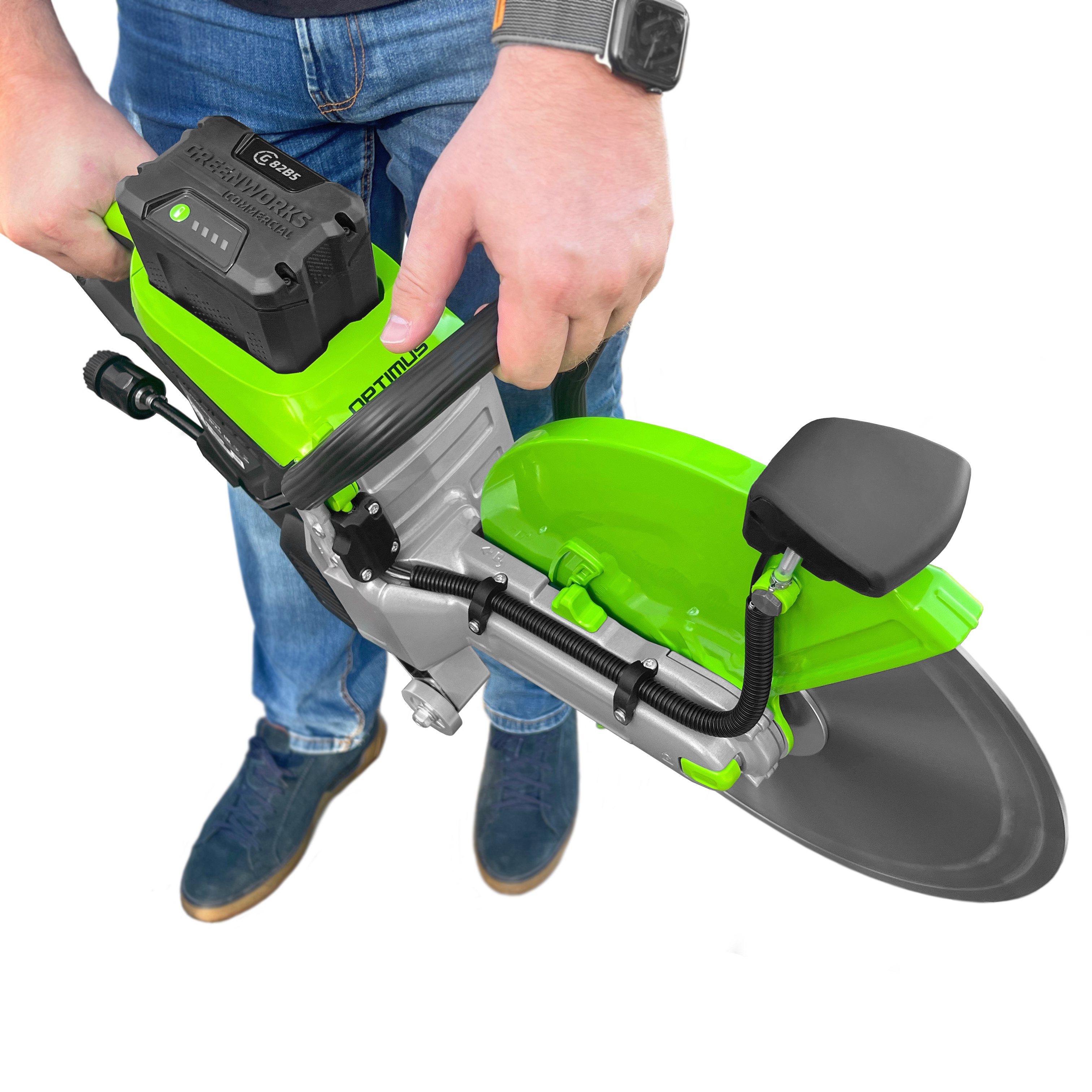 Бетонорез 350 мм, 4,3 кВт, аккумуляторный Greenworks 82V 1501307, бесщеточный, без АКБ и ЗУ
