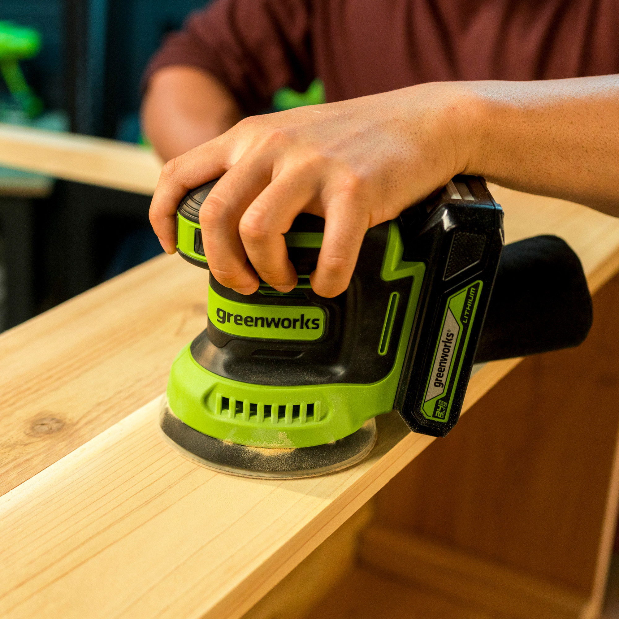 Шлифмашинка эксцентриковая 125 мм аккумуляторная Greenworks 24V OS325 3100907, без АКБ и ЗУ