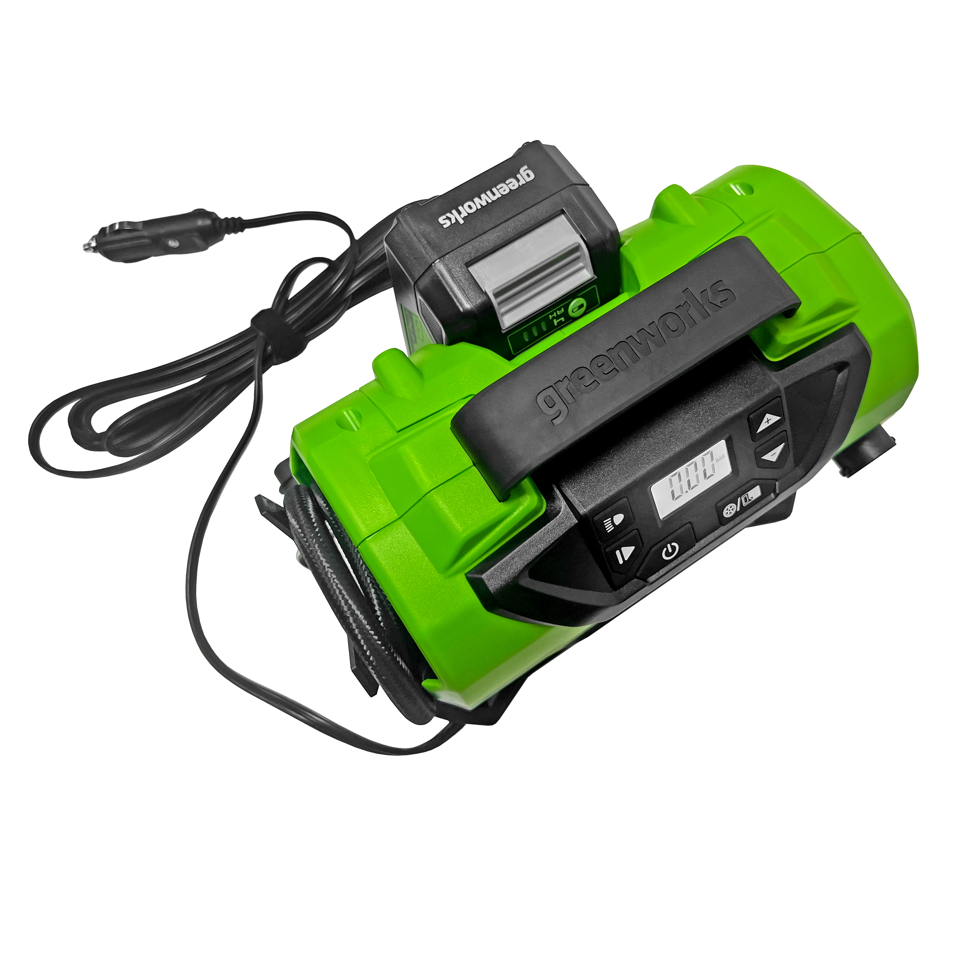 Компрессор автомобильный аккумуляторный Greenworks 24V/12V ACG301 3400807, без АКБ и ЗУ