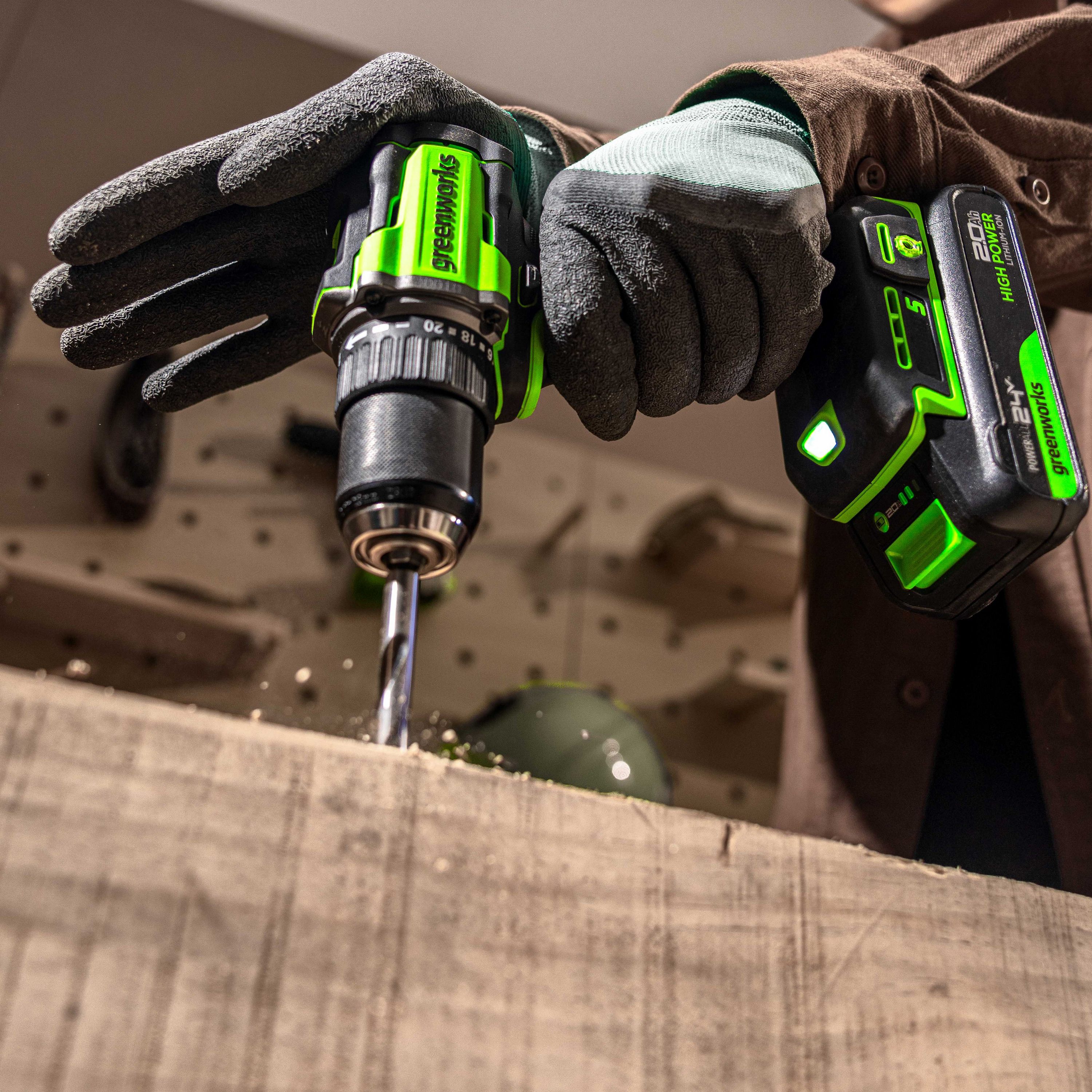 Дрель-шуруповерт 30/60 Нм аккумуляторная Greenworks 24V DD560 3708407, бесщеточная, без АКБ и ЗУ