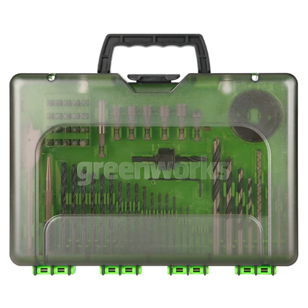 Набор свёрел, бит и коронок Greenworks 2944507 (60 шт.), в кейсе