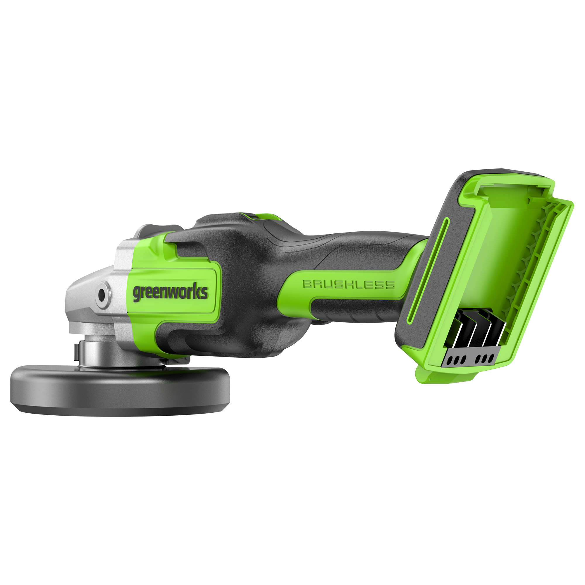 Угловая шлифмашинка (болгарка) 125 мм аккумуляторная Greenworks 24V GD24AG 3200207, бесщеточная, без АКБ и ЗУ