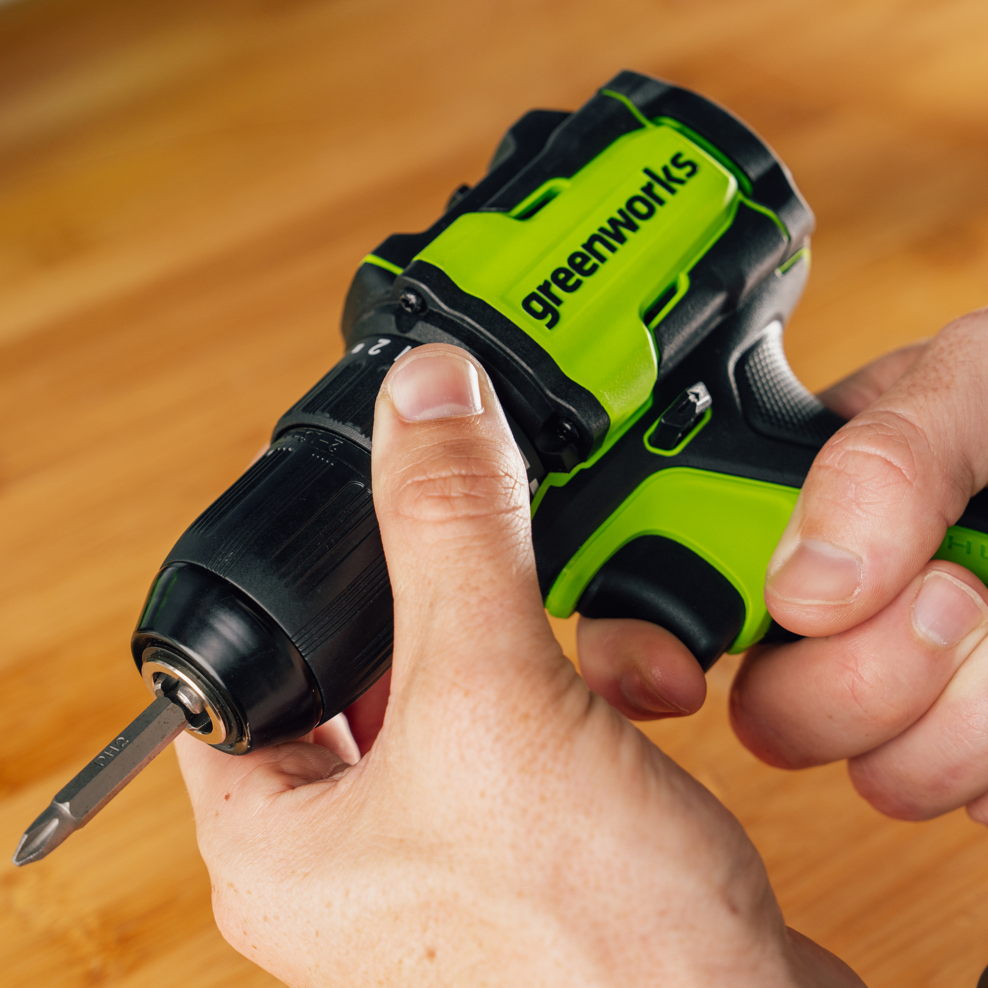 Дрель-шуруповерт 27/45 Нм аккумуляторная Greenworks 24V DD345 3708307, бесщеточная, без АКБ и ЗУ