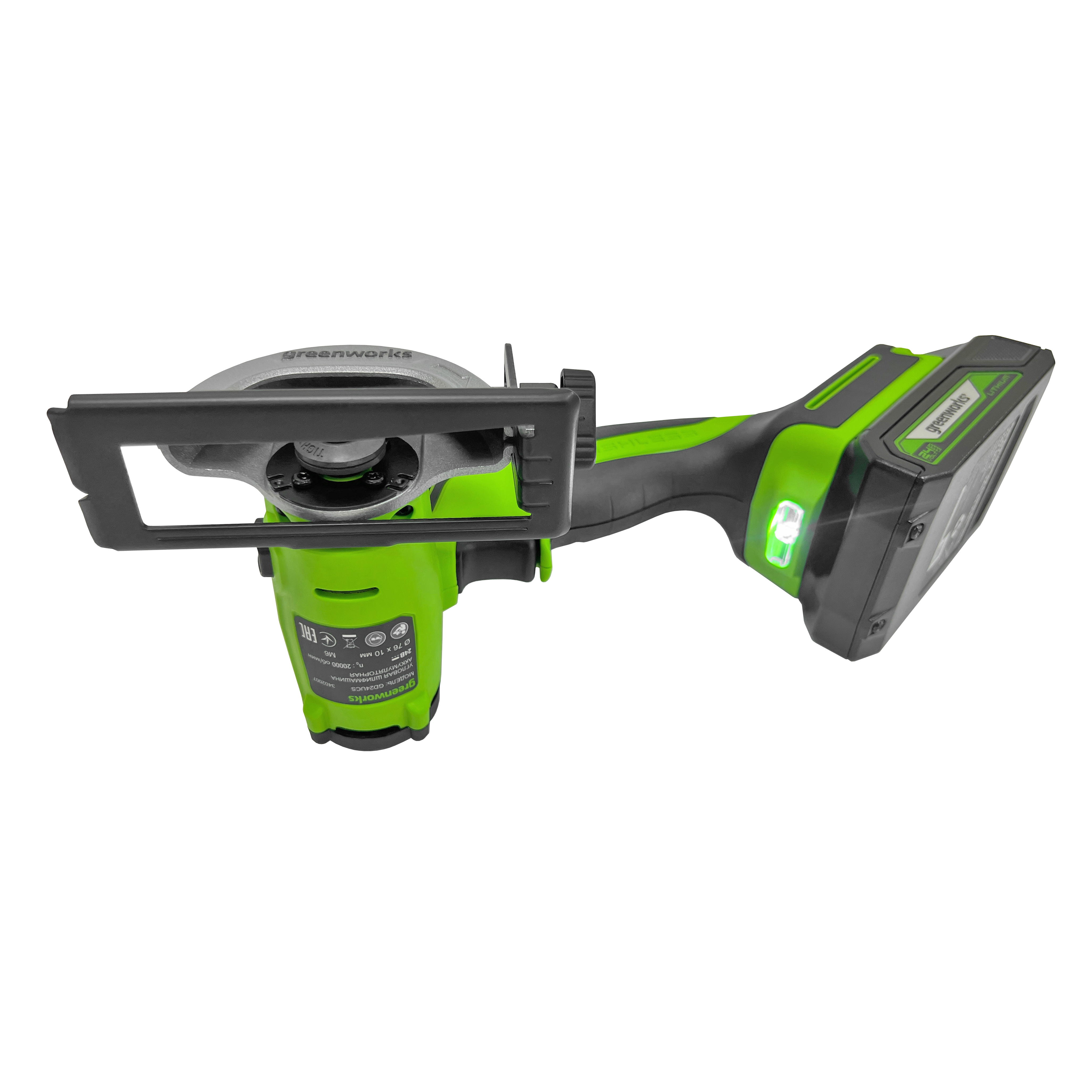 Углошлифовальная машина (болгарка) 76 мм аккумуляторная Greenworks 24V GD24UCS 3402007, бесщеточная, без АКБ и ЗУ