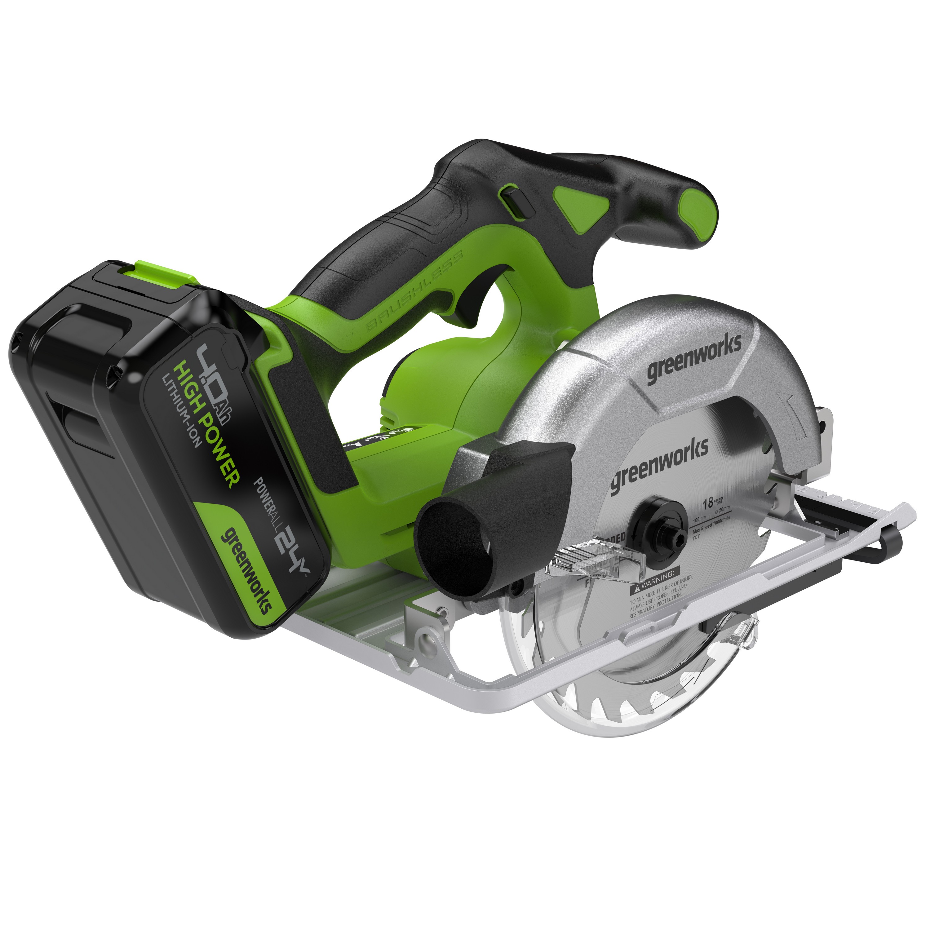 Пила циркулярная аккумуляторная Greenworks 24V GD24CS165 1501607, бесщеточная, без АКБ и ЗУ