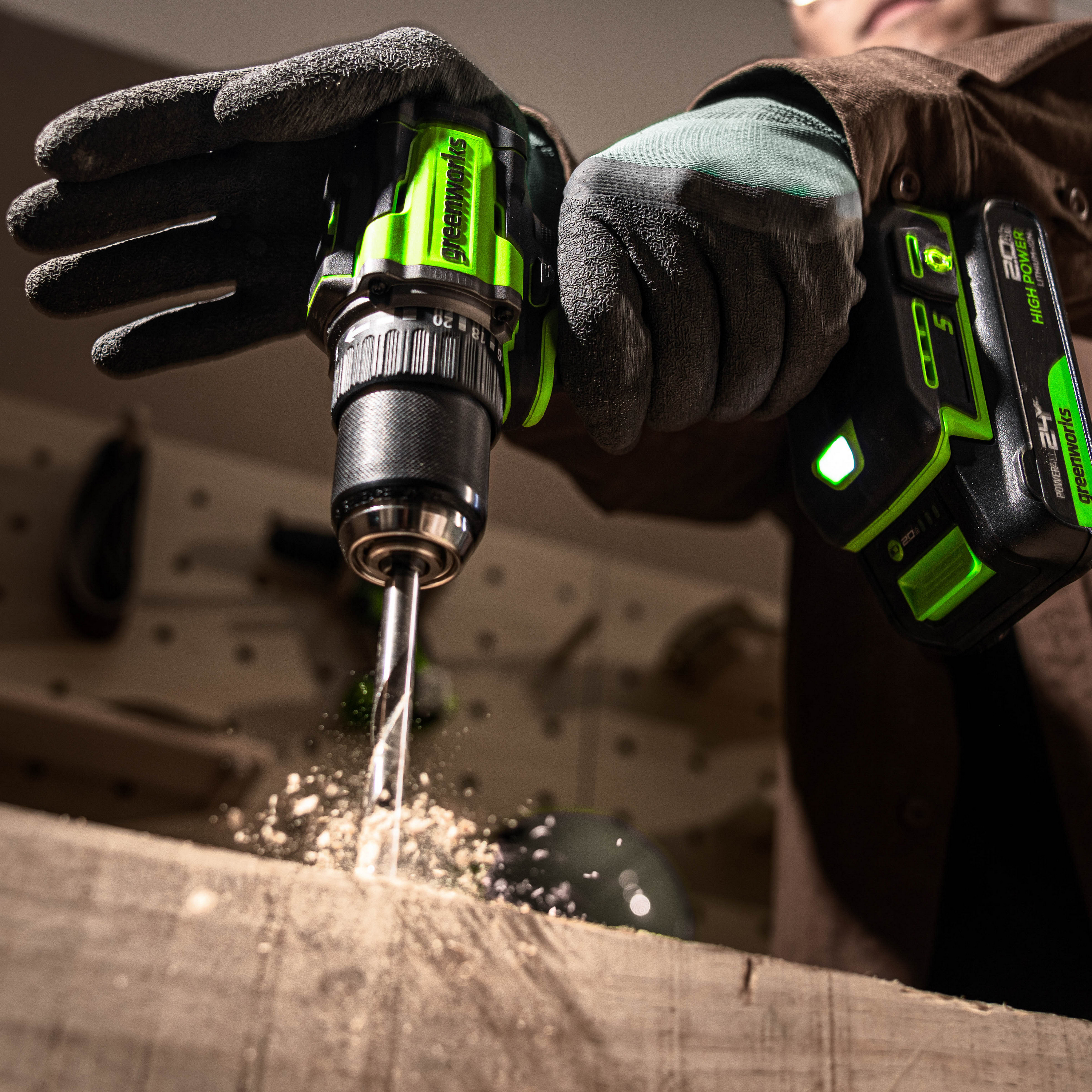 Дрель-шуруповерт 30/60 Нм аккумуляторная Greenworks 24V DD560 3708407, бесщеточная, без АКБ и ЗУ